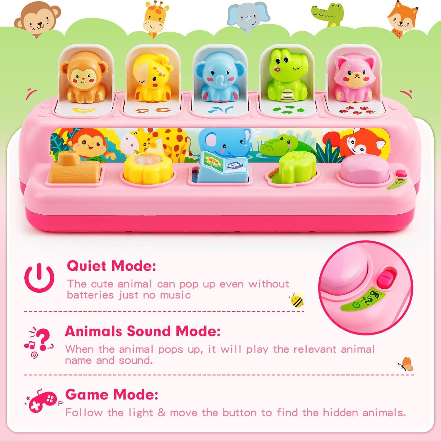 Duchong Toys for 1 Year Old Girls, Interactive Pop Up Toy with Music & Light, Montessori Learning Toys for Infant Baby Toddler 9-12-18 Months, First 1st Birthday Gifts for Girls Boys