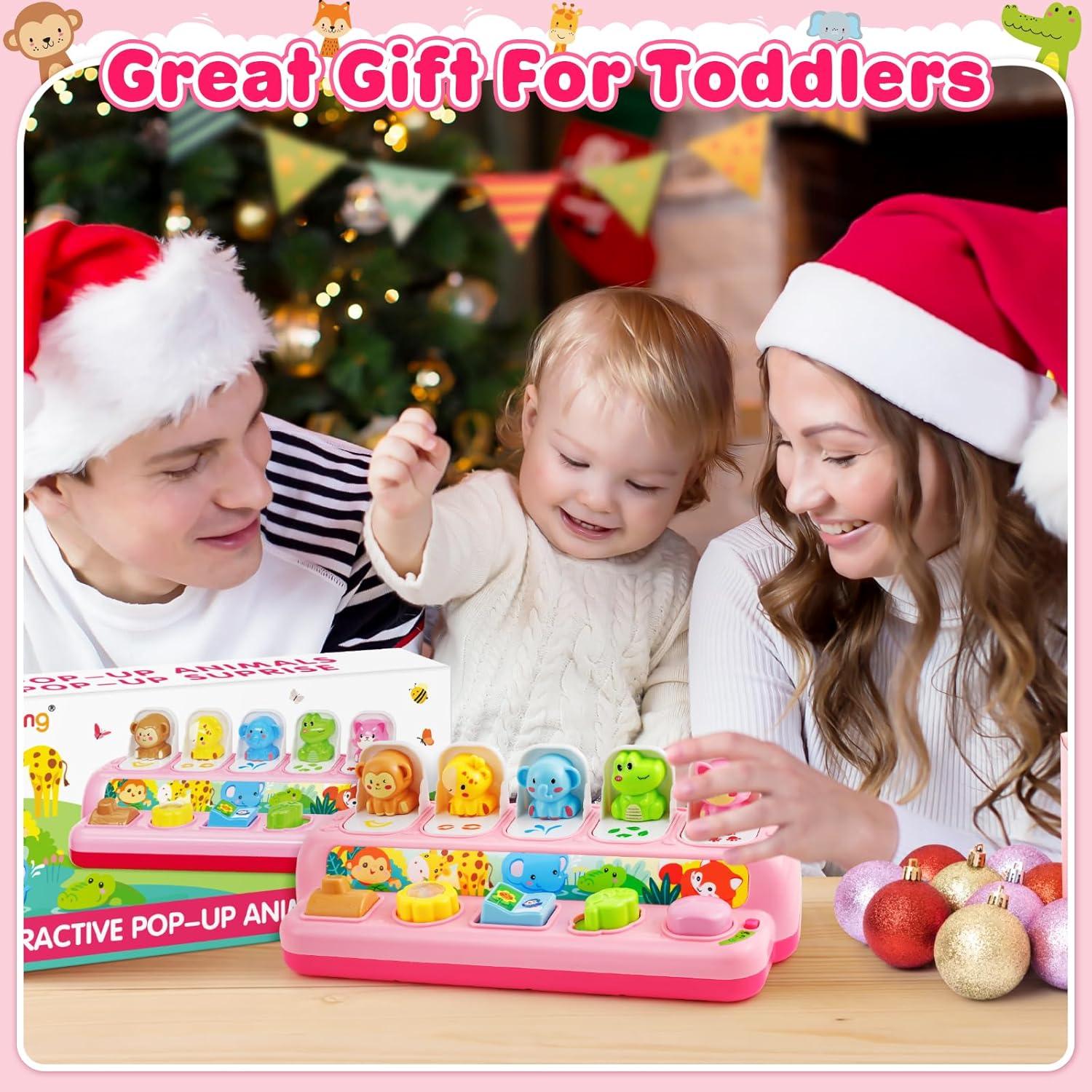 Duchong Toys for 1 Year Old Girls, Interactive Pop Up Toy with Music & Light, Montessori Learning Toys for Infant Baby Toddler 9-12-18 Months, First 1st Birthday Gifts for Girls Boys