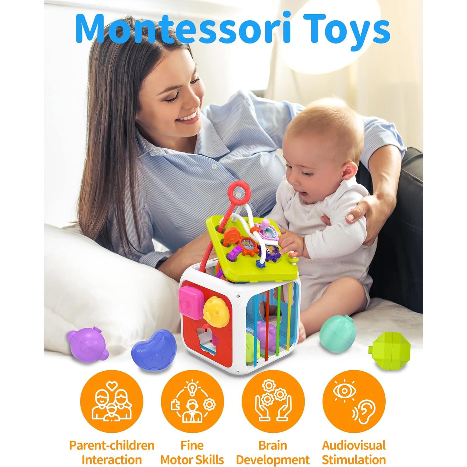 Cubo de Actividad Sensorial Montessori kecristv 7 en 1 para Bebés