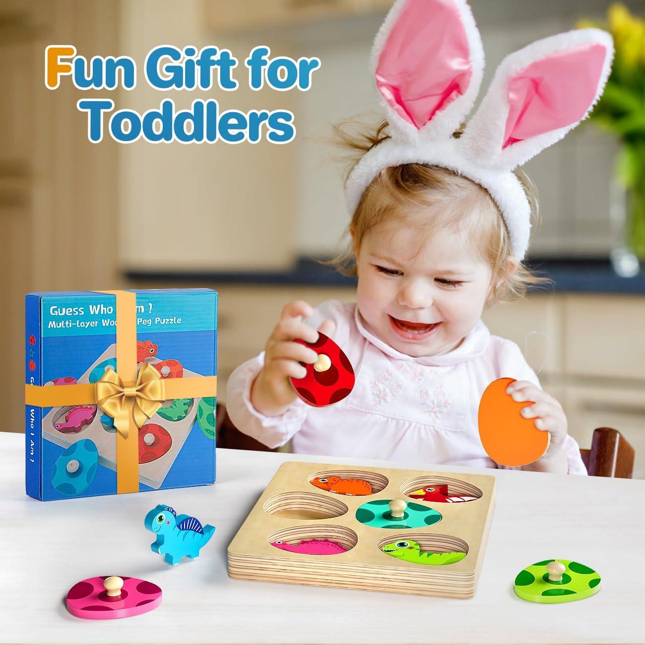 Juguete Montessori EDUJOY Rompecabezas Dinosaurios 12-18 Meses