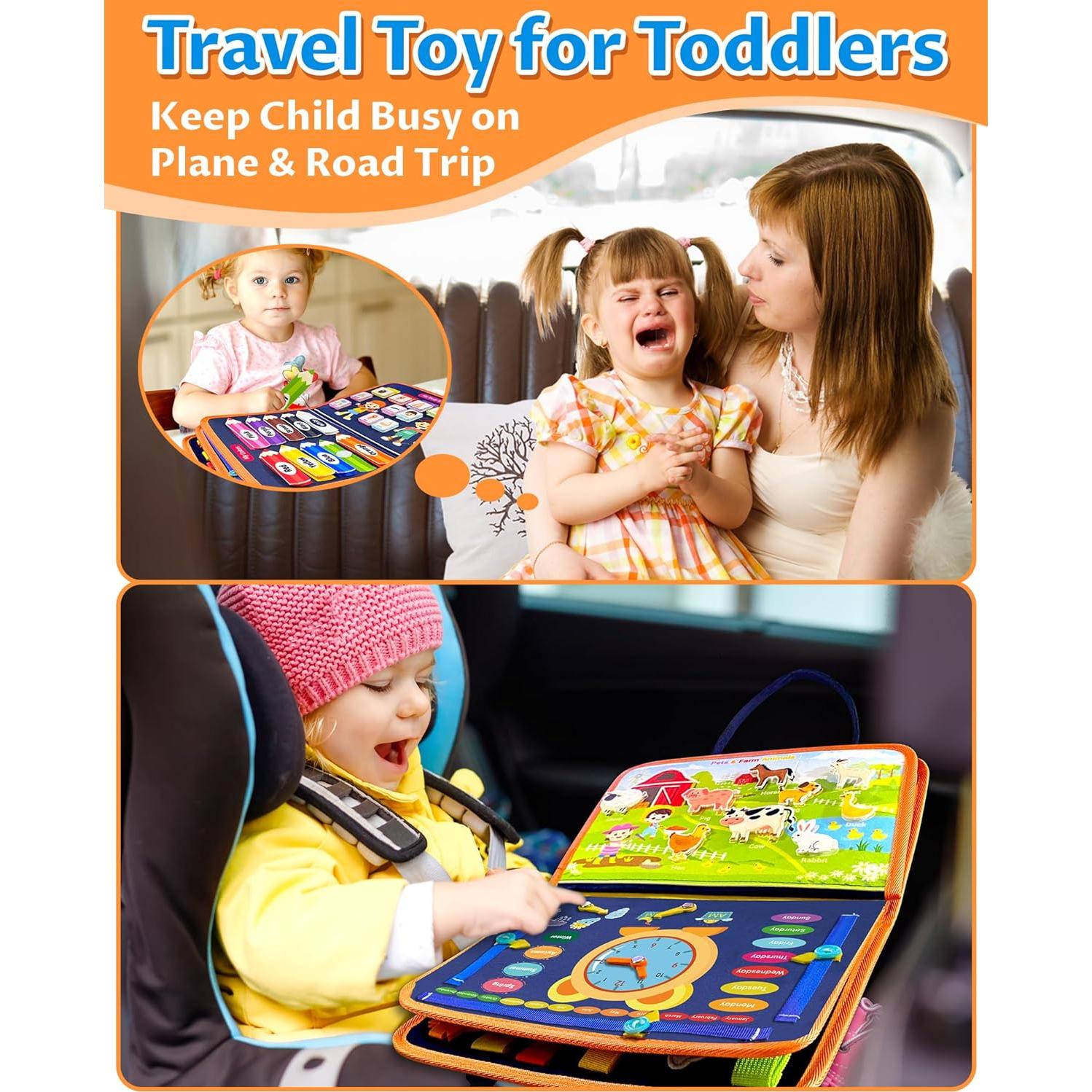 Exorany Busy Board Montessori Juguete Educativo Naranja 8 en 1