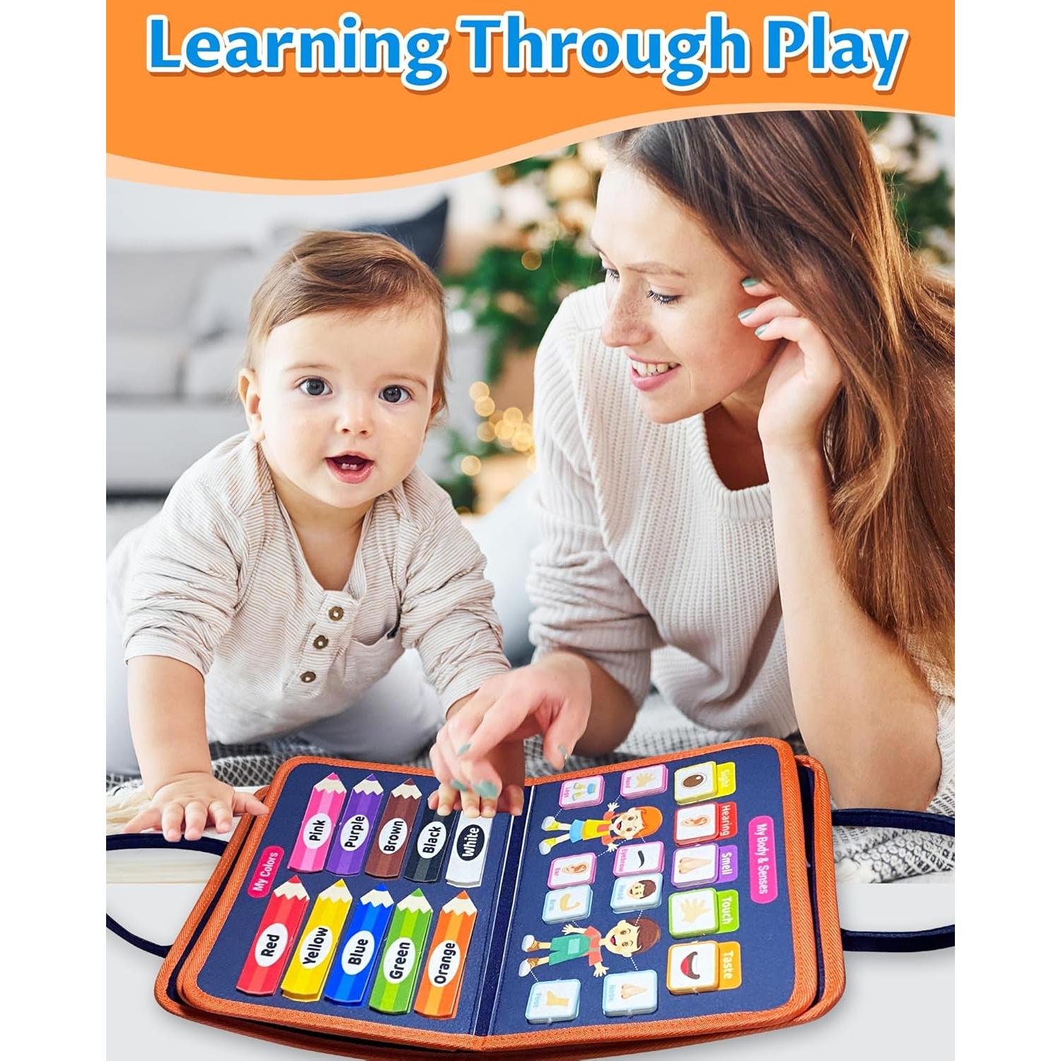 Exorany Busy Board Montessori Juguete Educativo Naranja 8 en 1