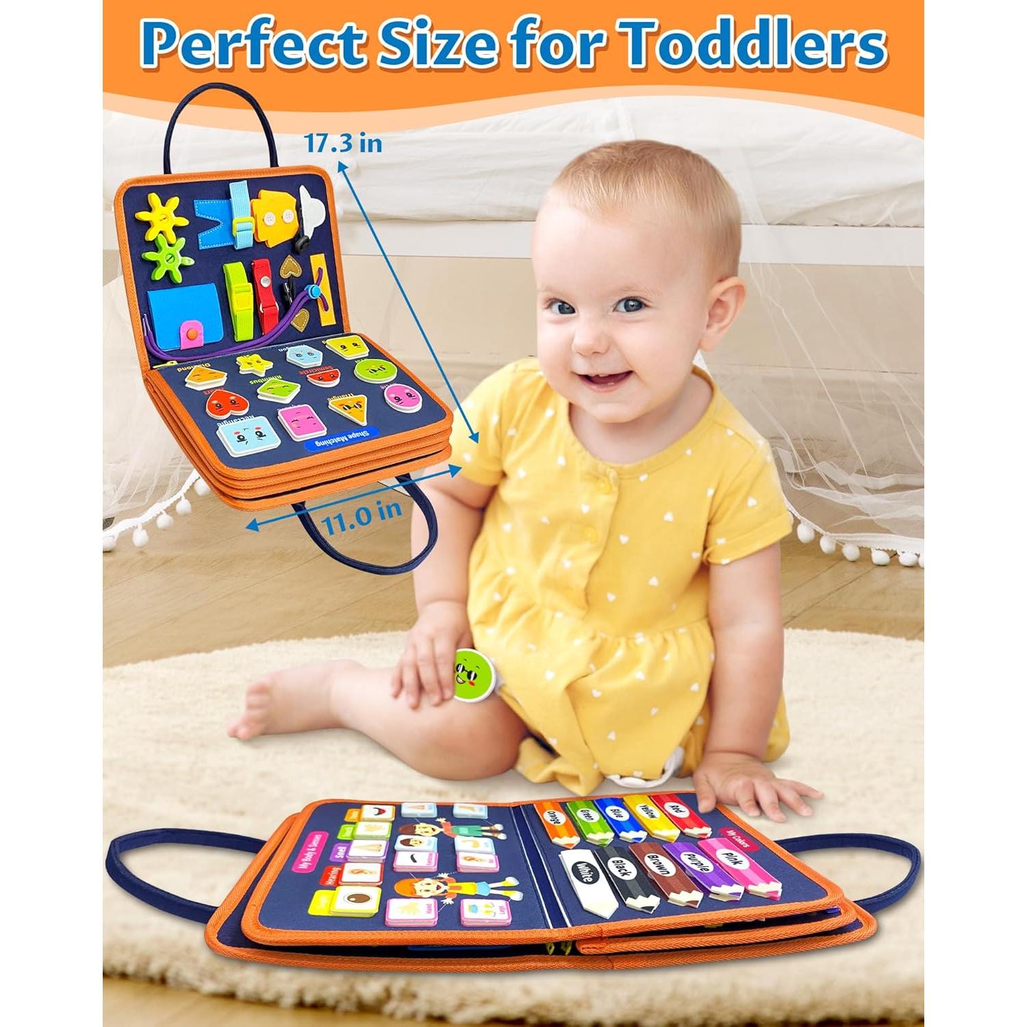 Exorany Busy Board Montessori Juguete Educativo Naranja 8 en 1