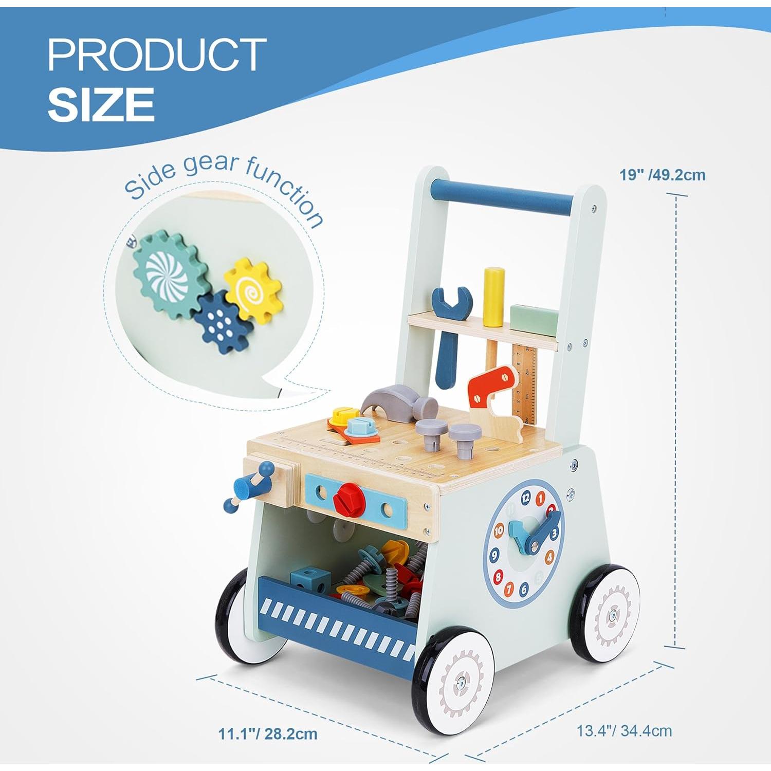 Andador de Madera 2 en 1 Jinhua - Juguete de Herramientas 34x28cm