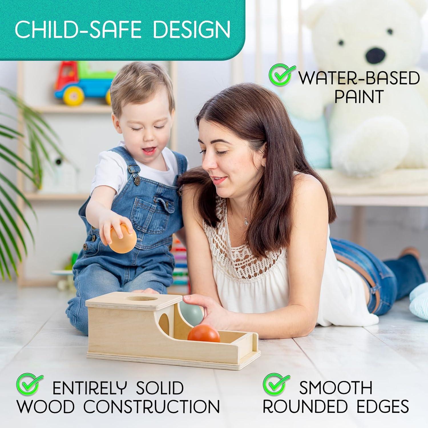 Caja de Permanencia de Objetos Montessori Mama - Juguete de Madera para Bebés 6-12 Meses