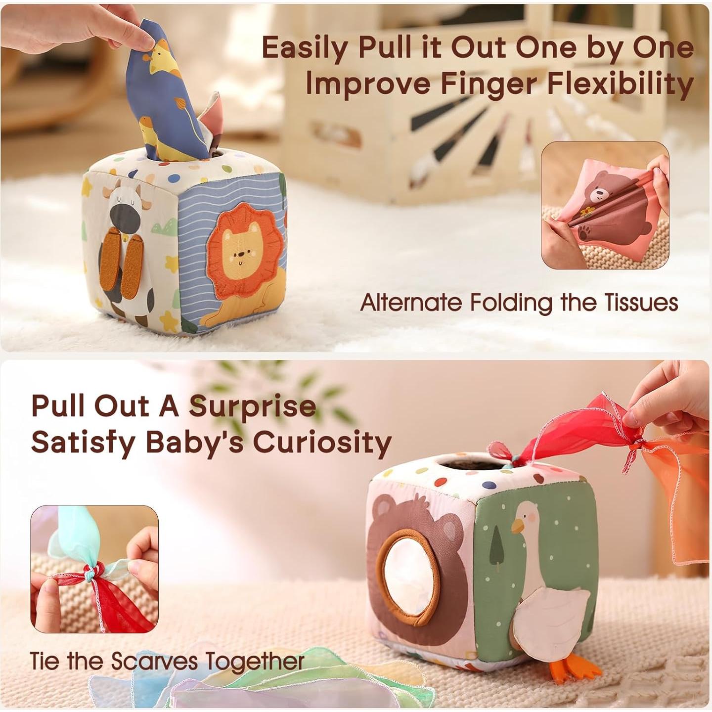 Juguete de Caja de Tejidos Youuys para Bebés 6-12 Meses