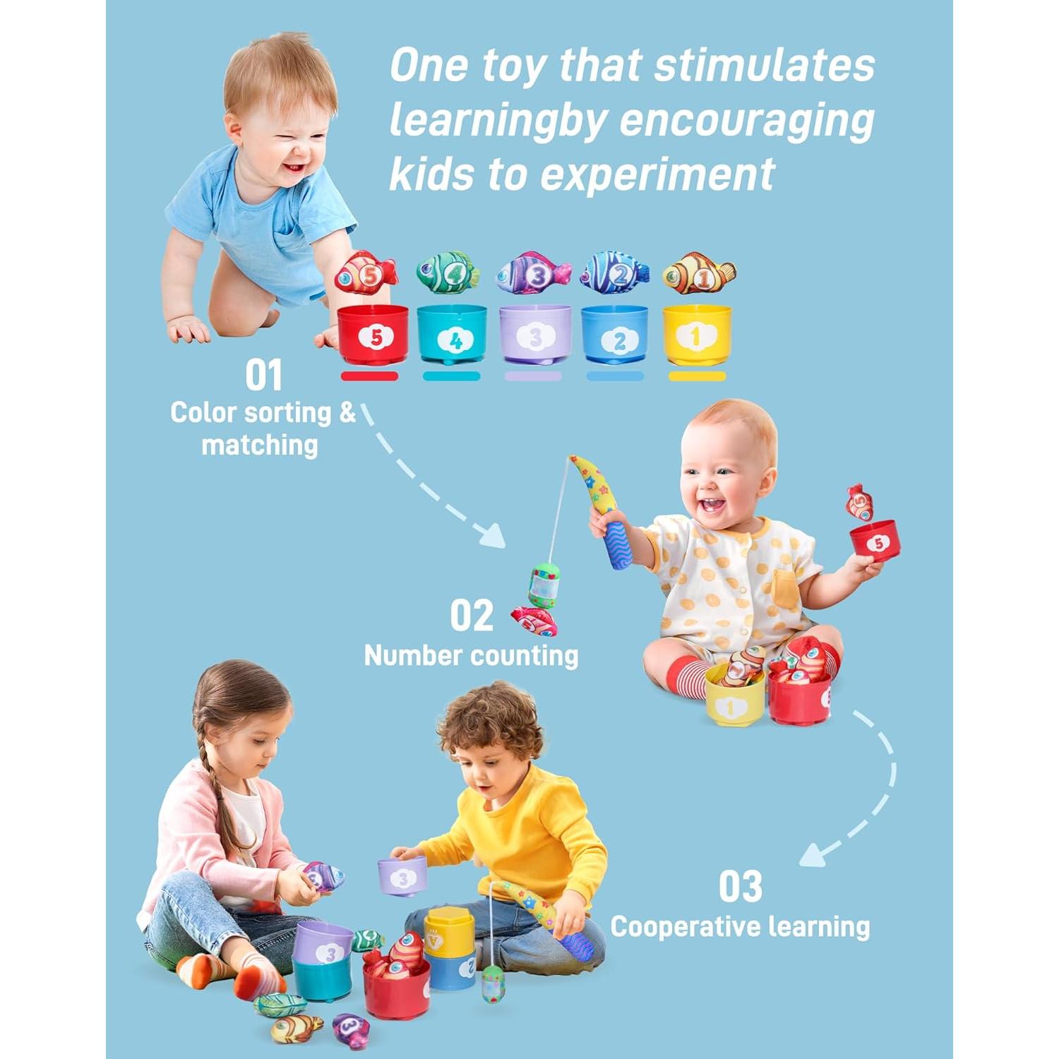 Juguete Montessori Infinno Count Learning - 15 peces y 5 tazas