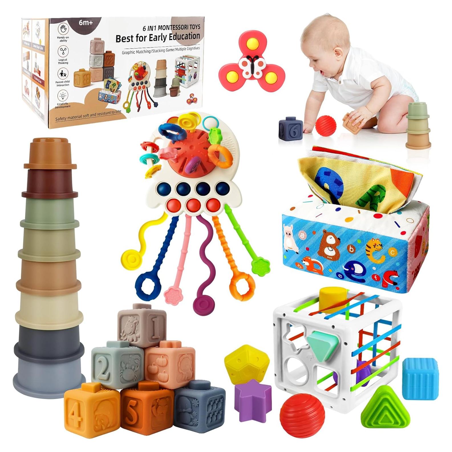 Juguetes Montessori EPOGG 6 en 1 para Bebés 6-18 Meses