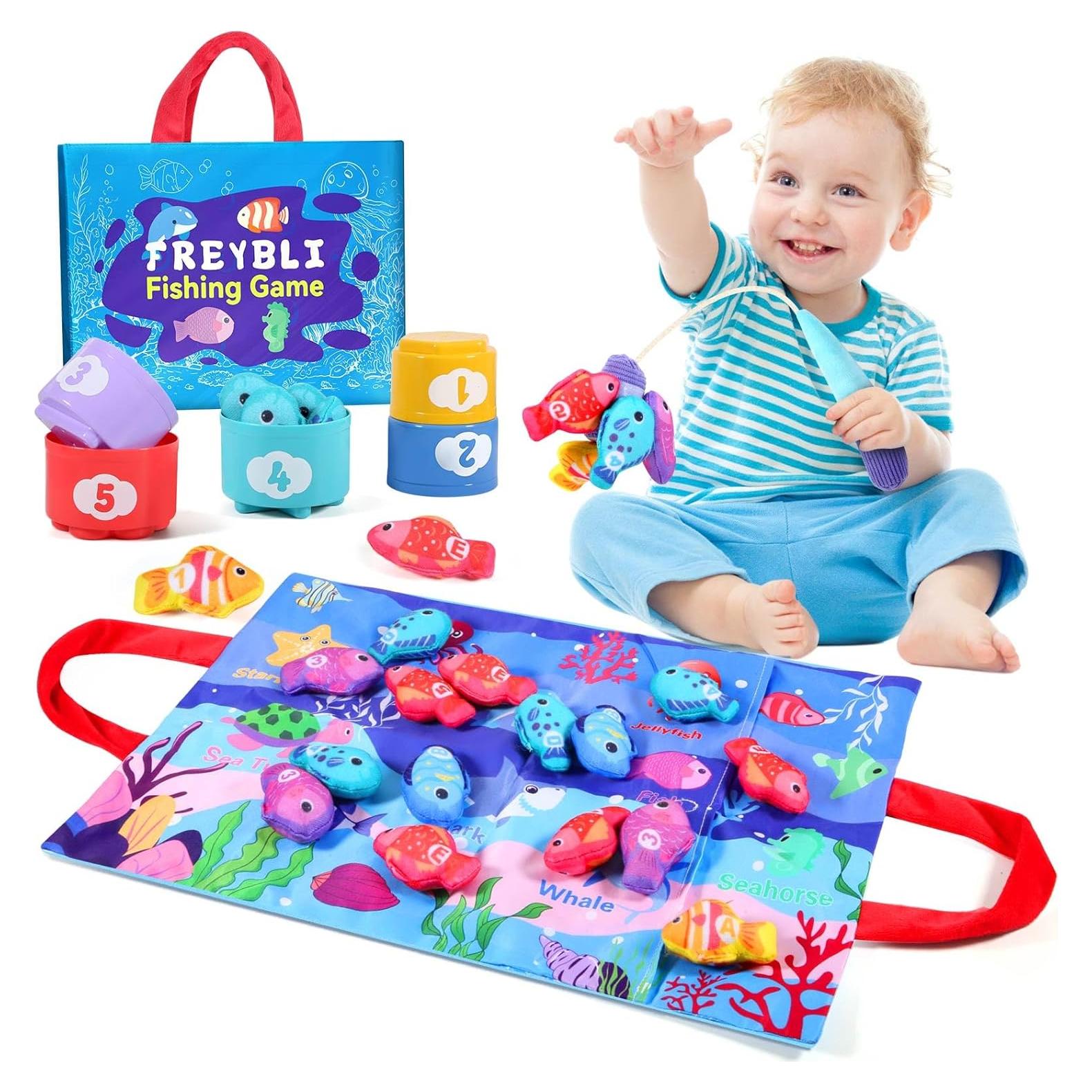 Juego de Pesca Montessori FREYBLI 22 Piezas para Niños 1-3 Años