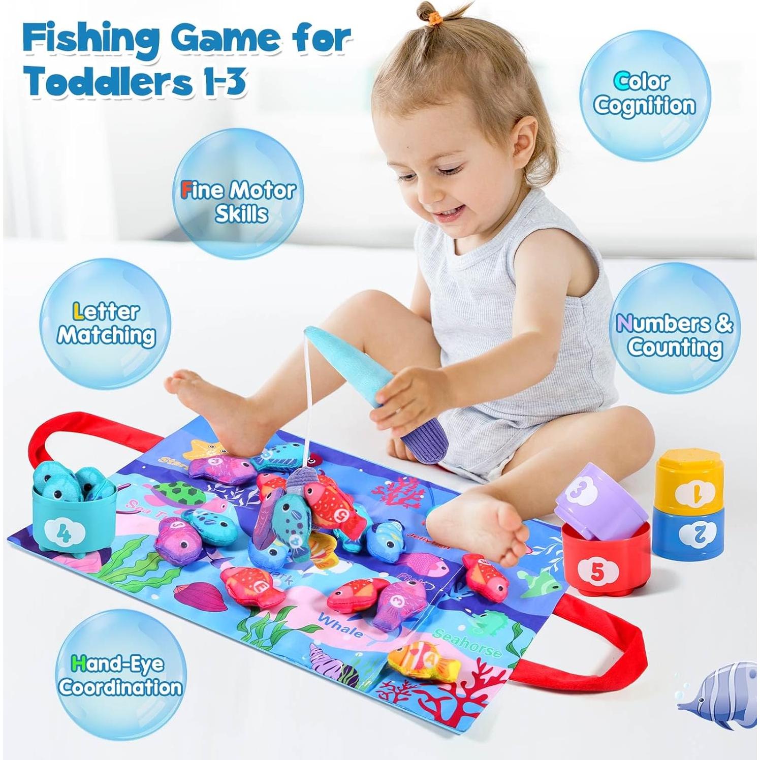 Juego de Pesca Montessori FREYBLI 22 Piezas para Niños 1-3 Años