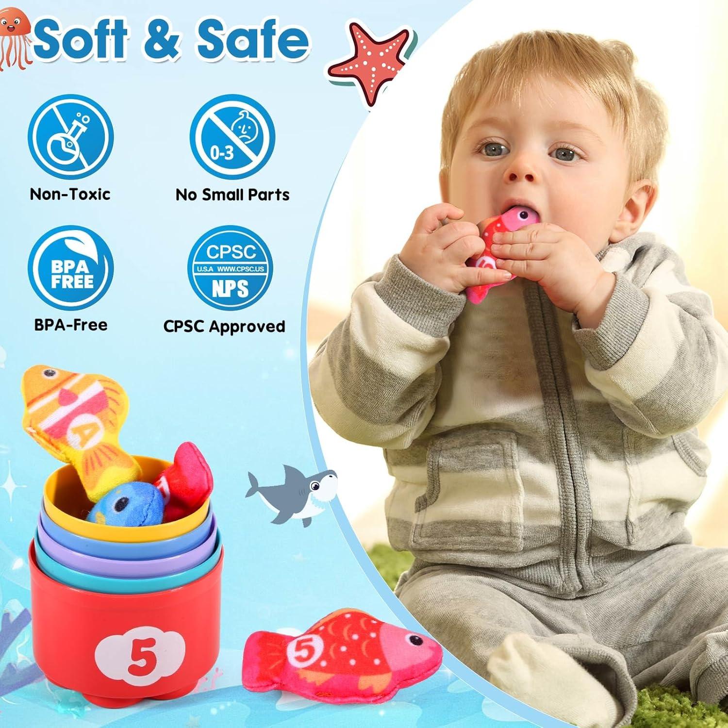 Juego de Pesca Montessori FREYBLI 22 Piezas para Niños 1-3 Años