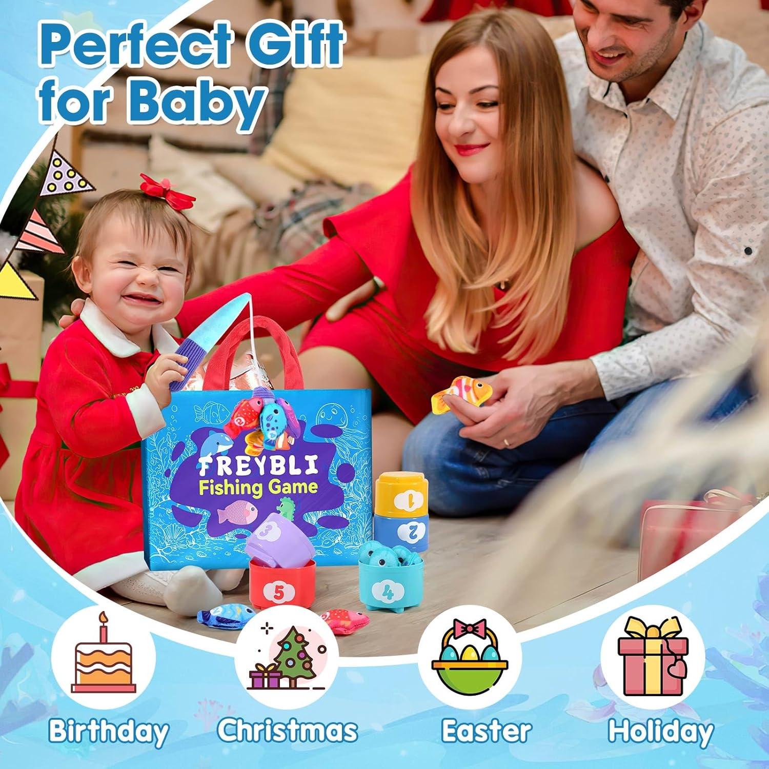 Juego de Pesca Montessori FREYBLI 22 Piezas para Niños 1-3 Años