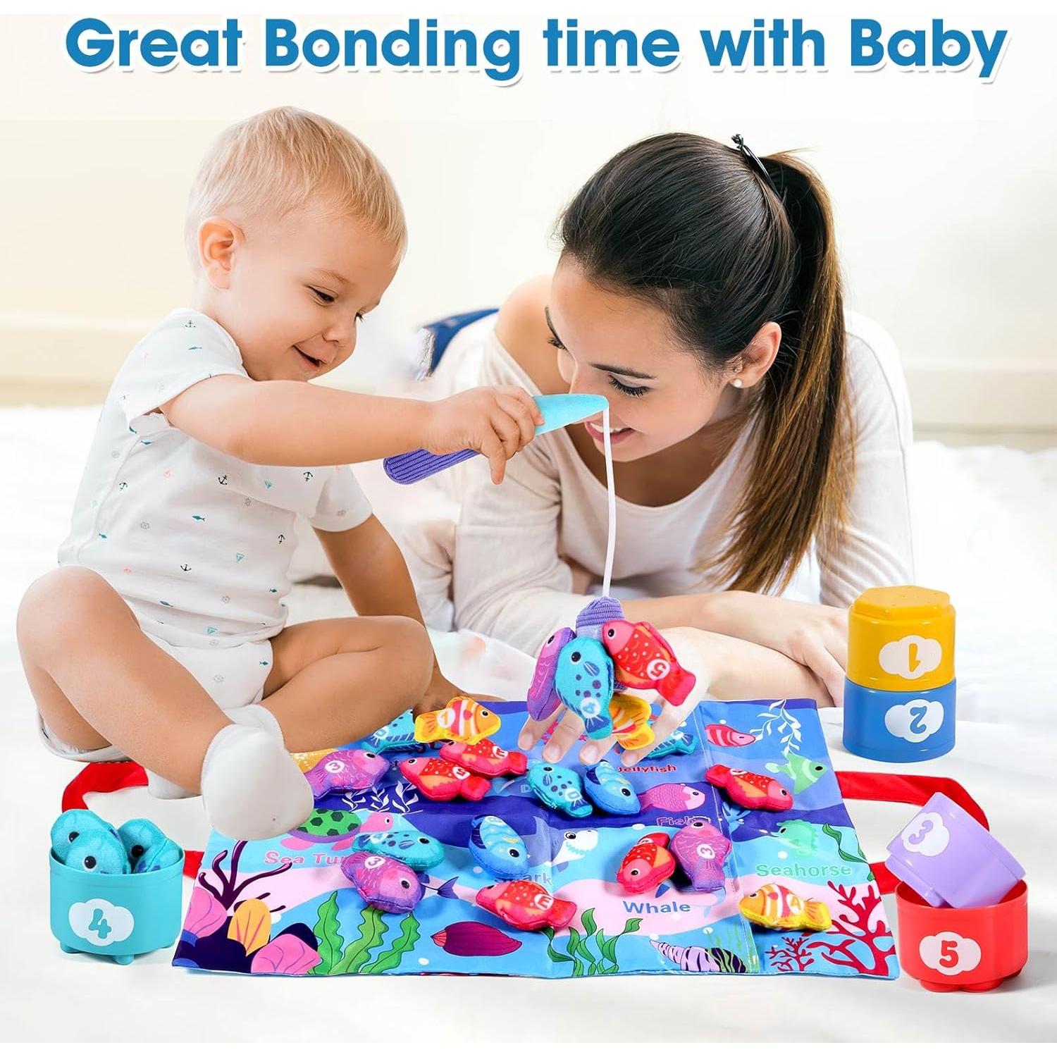 Juego de Pesca Montessori FREYBLI 22 Piezas para Niños 1-3 Años