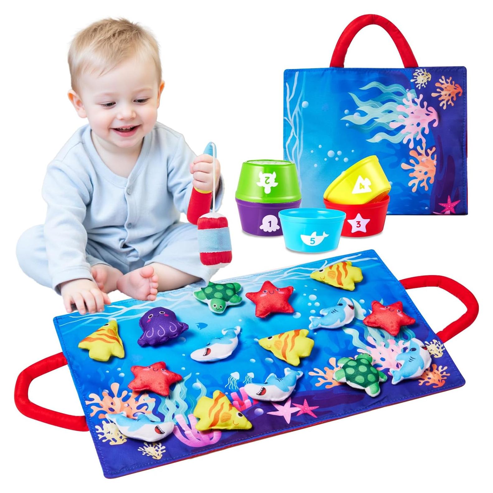 Juego de Pesca Montessori Gleamkid 10 en 1 para Niños 1-3 Años
