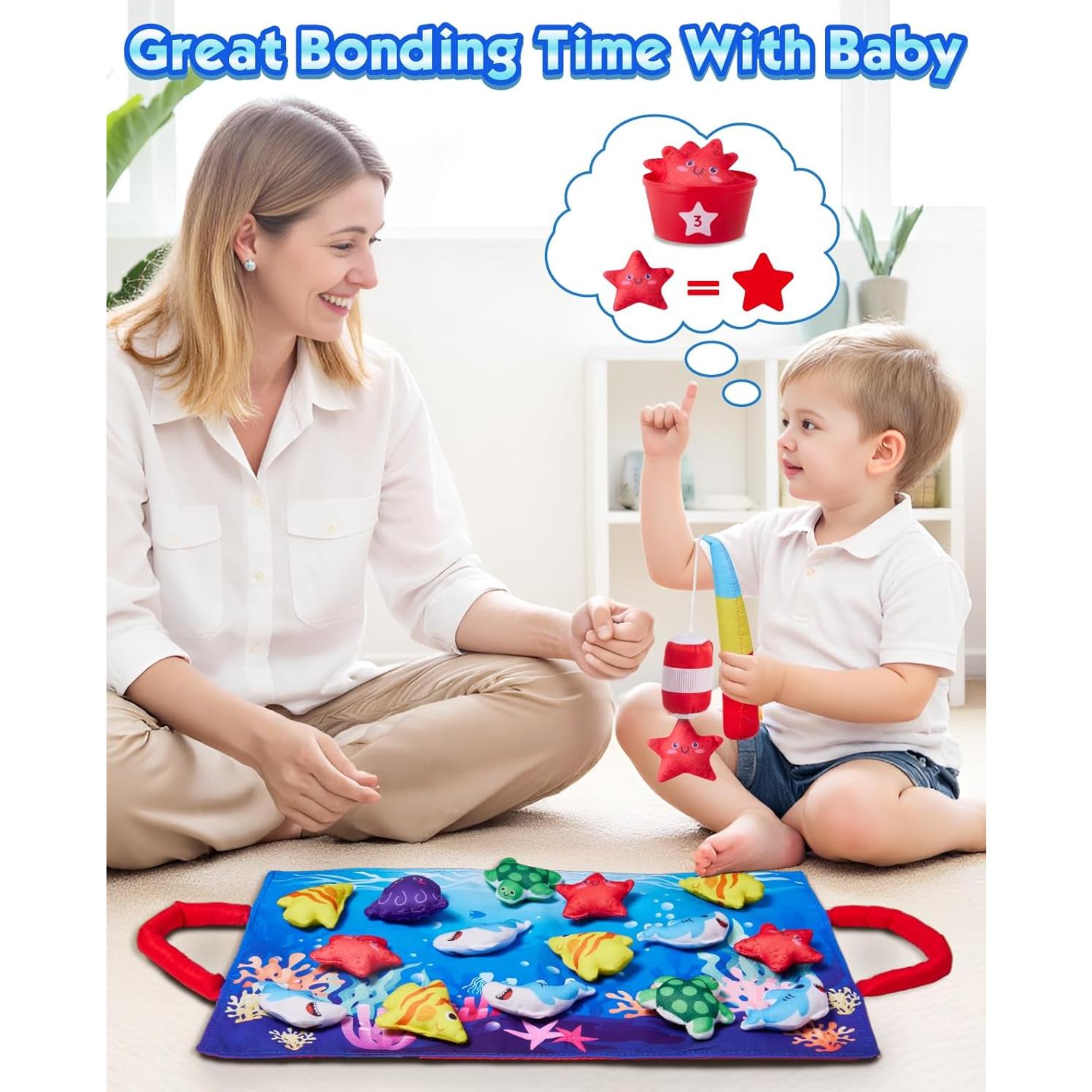 Juego de Pesca Montessori Gleamkid 10 en 1 para Niños 1-3 Años