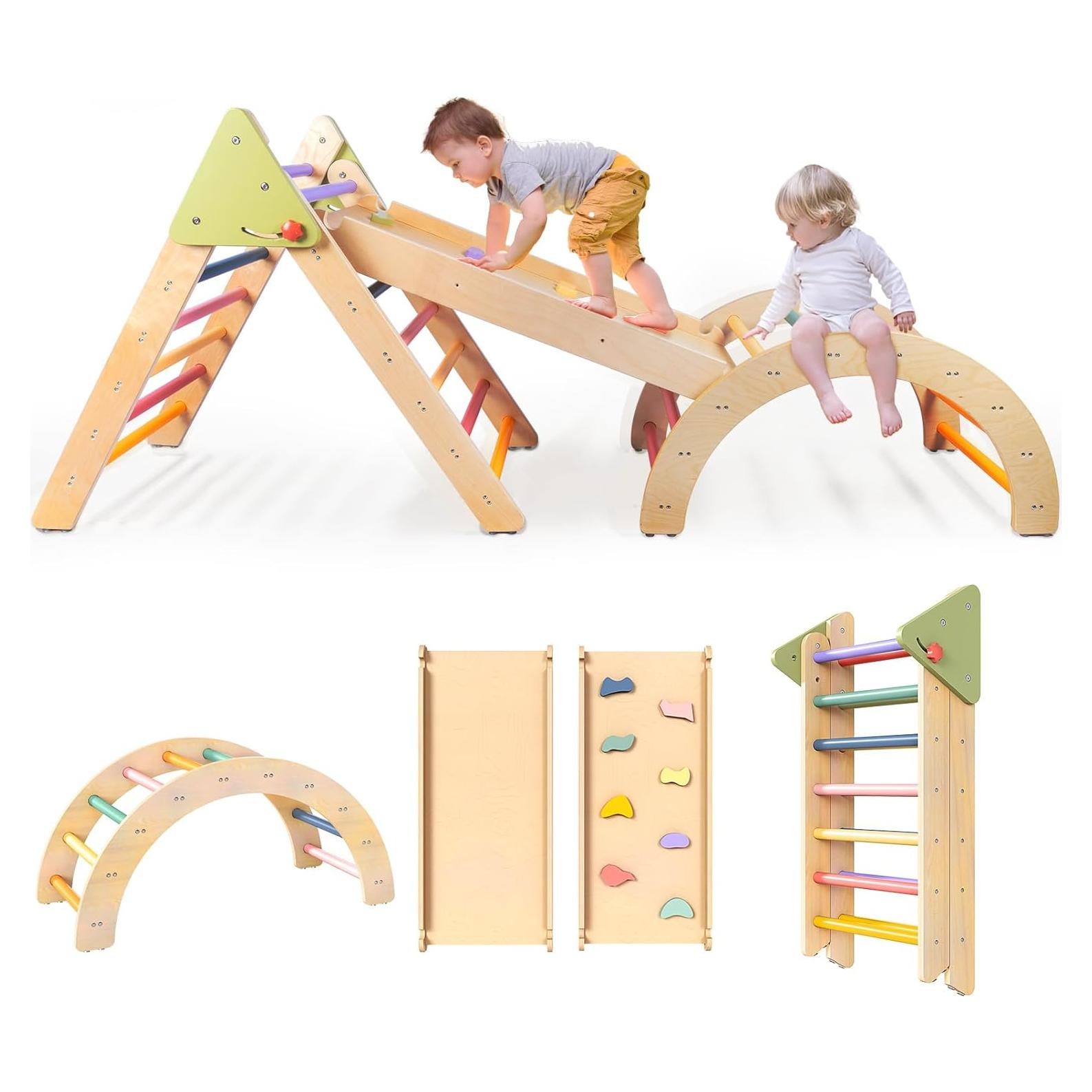 Conjunto Triángulo Pikler LOL-FUN 5 en 1 para Niños 1-3 Años