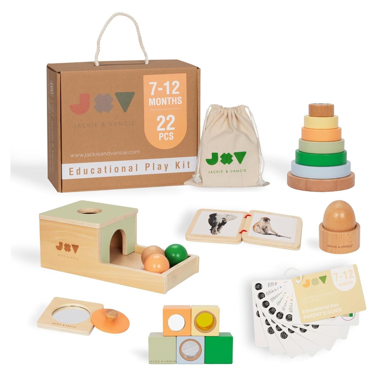 Juguetes Montessori Jackie & Vancie 6 en 1 para Bebés 7-12 Meses