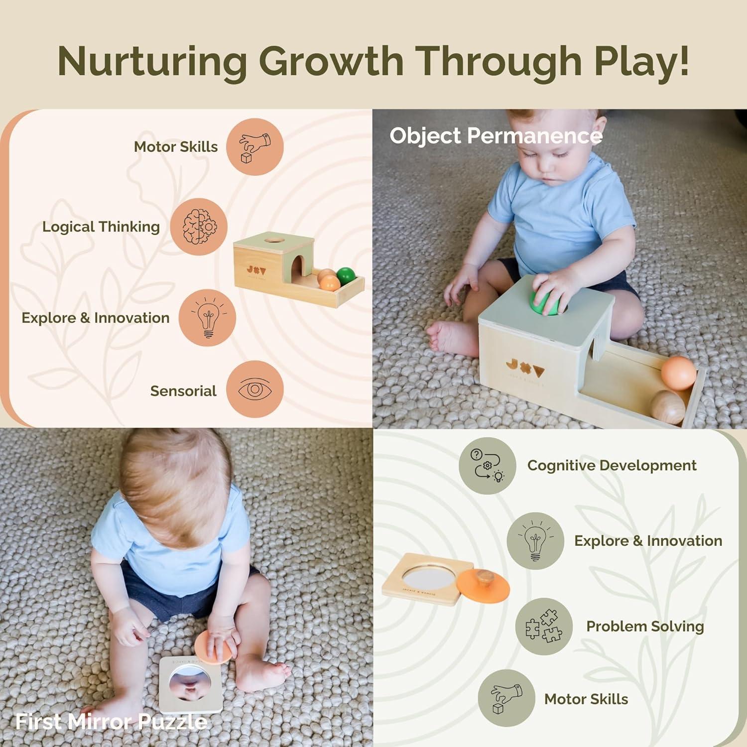 Juguetes Montessori Jackie & Vancie 6 en 1 para Bebés 7-12 Meses