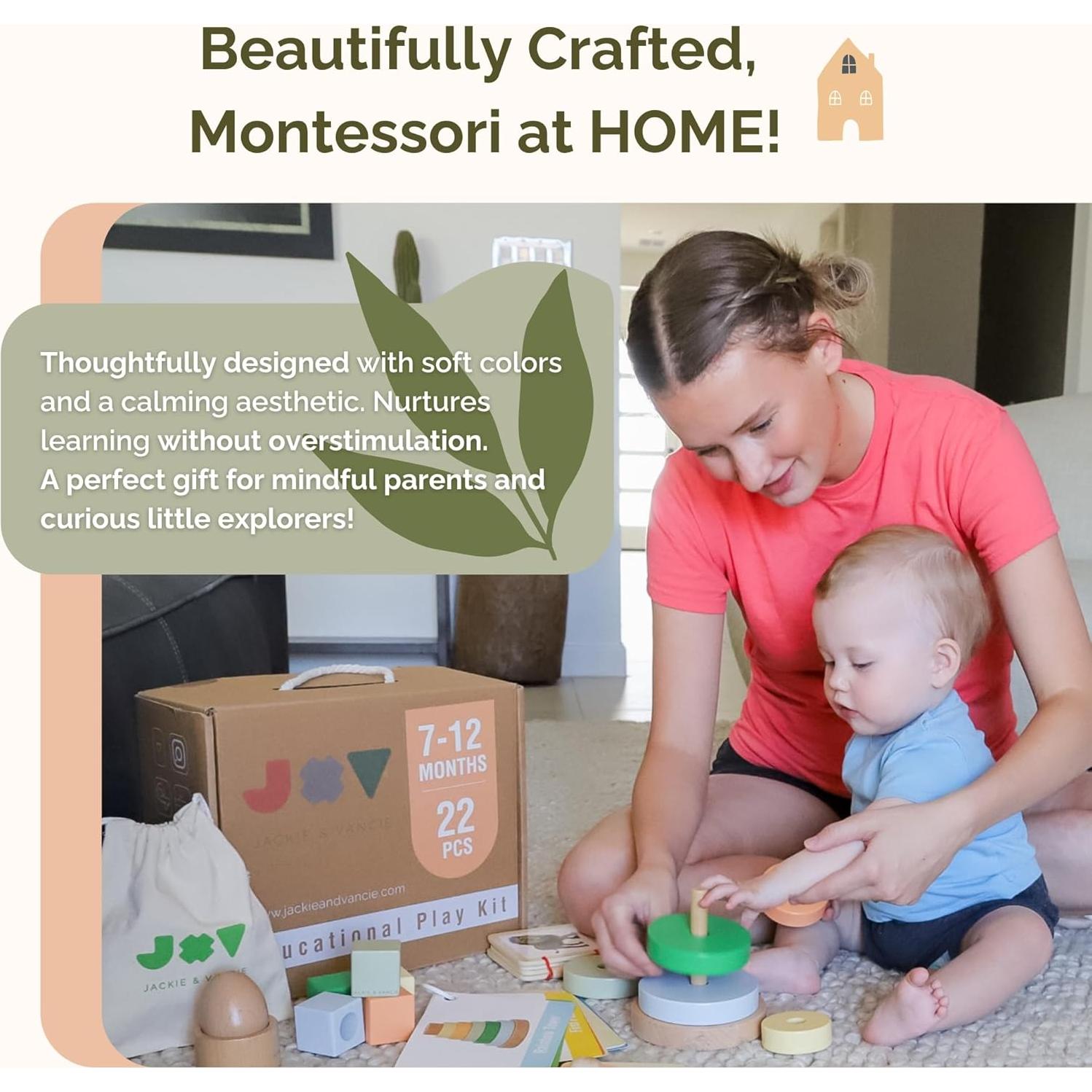 Juguetes Montessori Jackie & Vancie 6 en 1 para Bebés 7-12 Meses