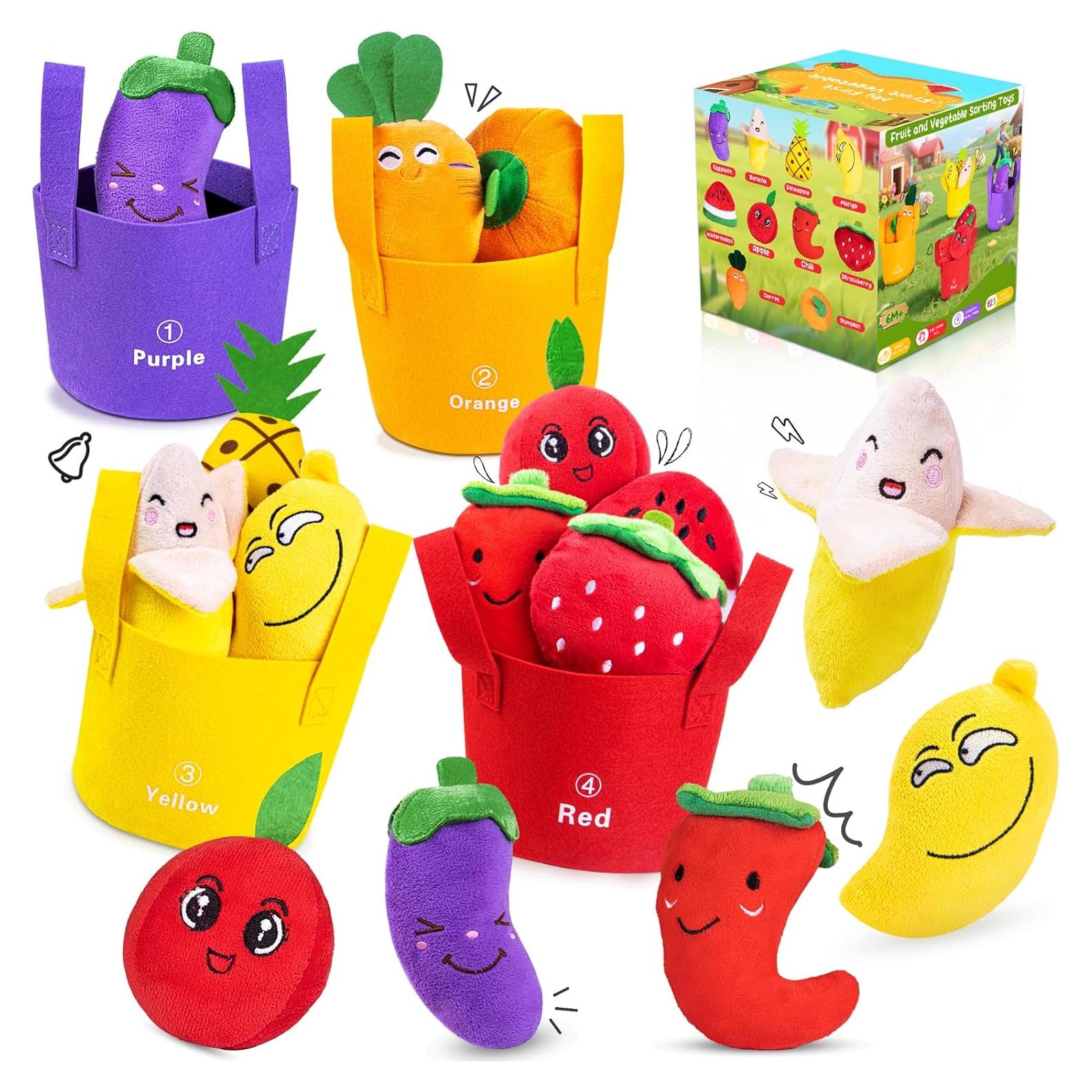 Juguetes Sensoriales Kikikid para Bebés 6-12 Meses Frutas y Verduras