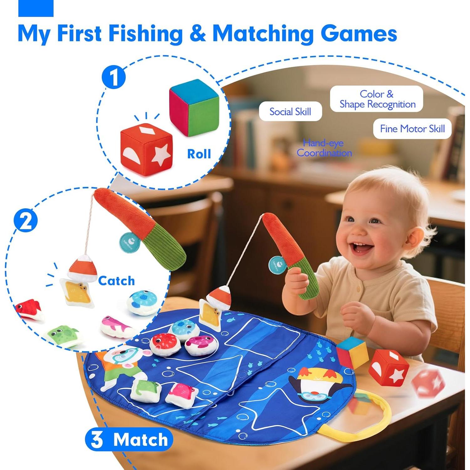 Juguetes Montessori Hahaland Juego de Pesca 1-3 Años