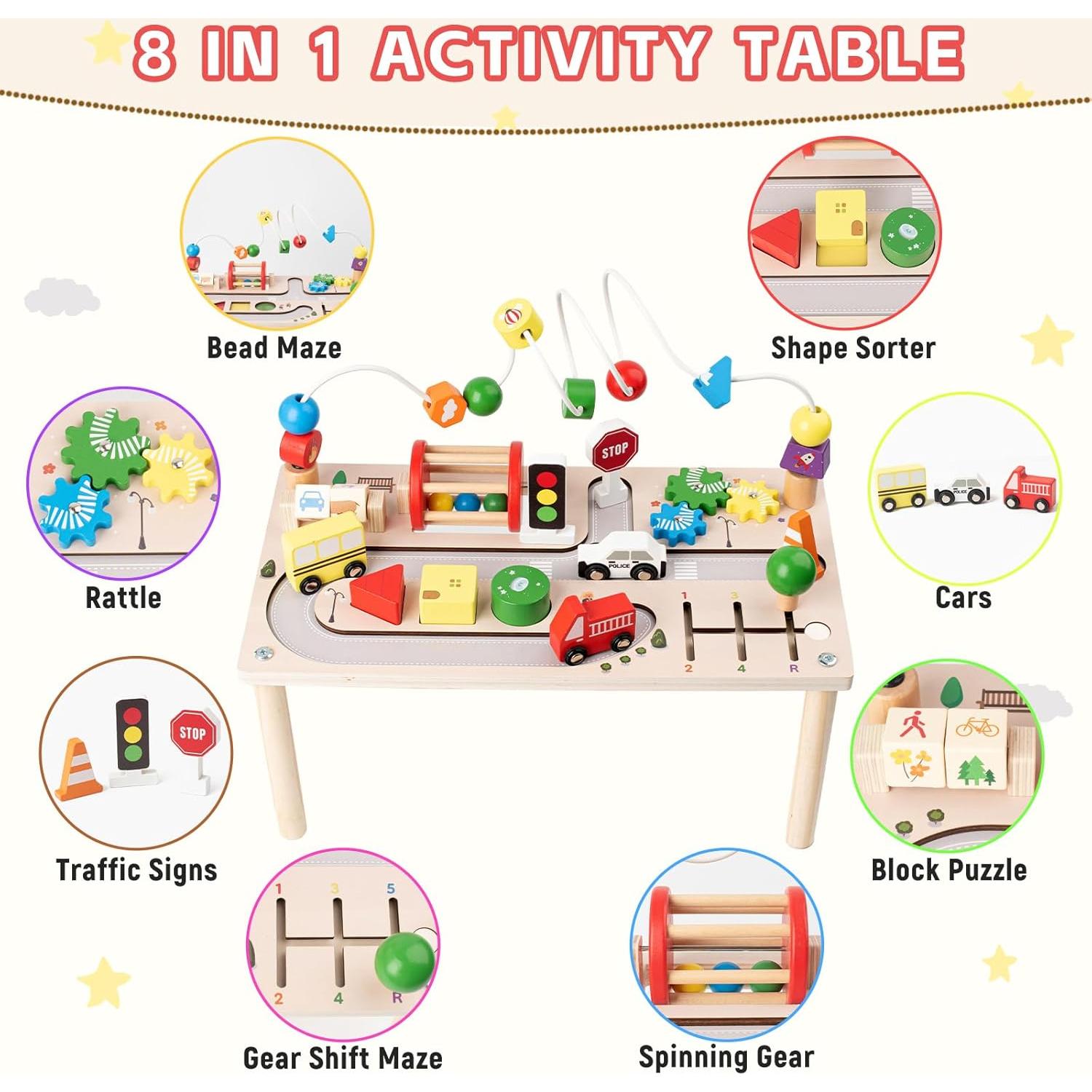 Mesa de Actividades Montessori KDSFT 8 en 1 para Bebés