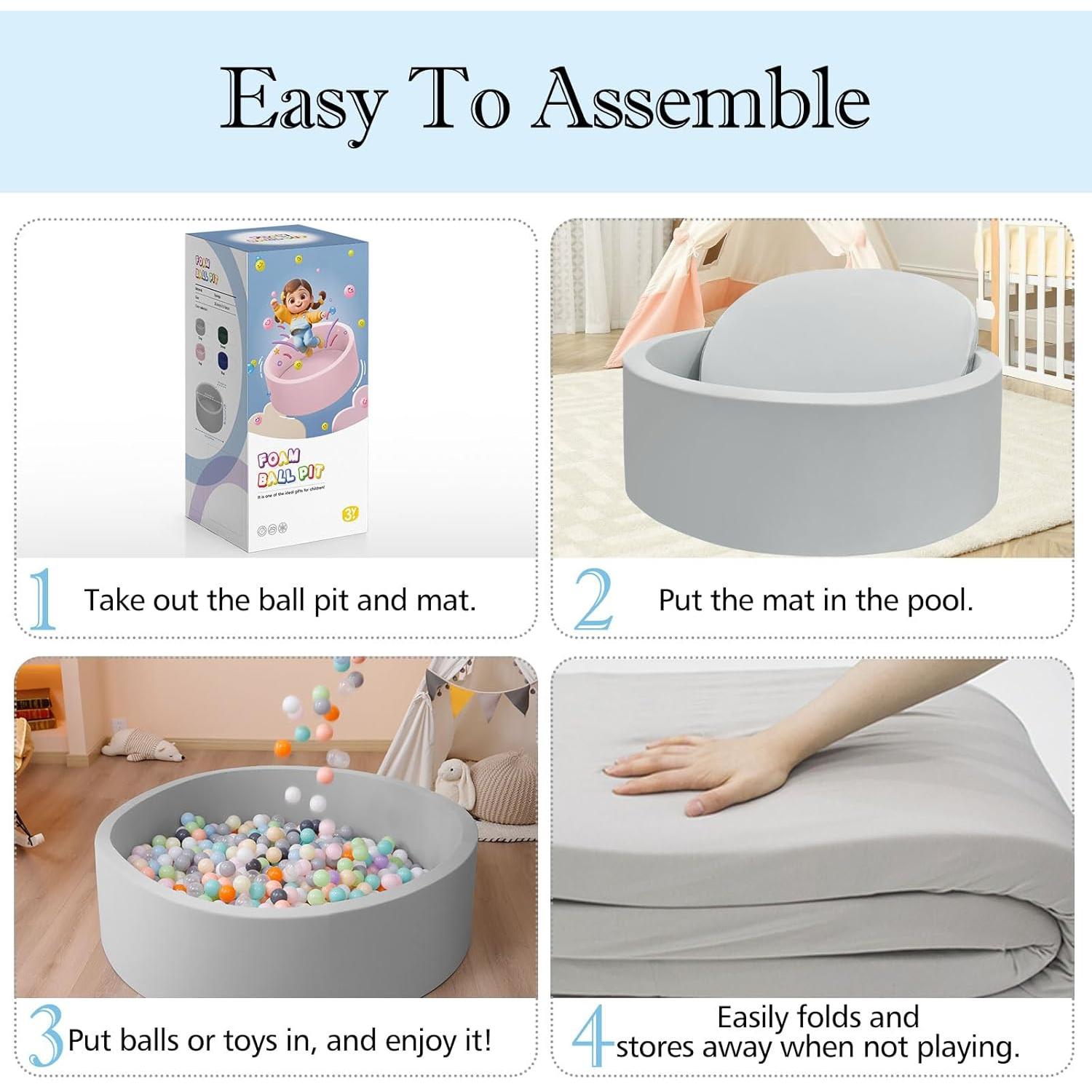 Foso de Pelotas de Espuma SHJADE 90CM Gris para Niños