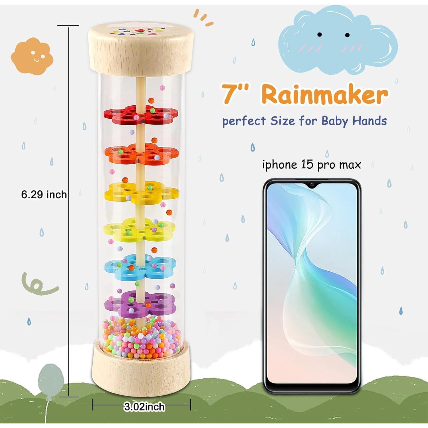 Palo de Lluvia LOOIKOOS 20.73 cm Juguete Montessori Bebés 6-12 meses