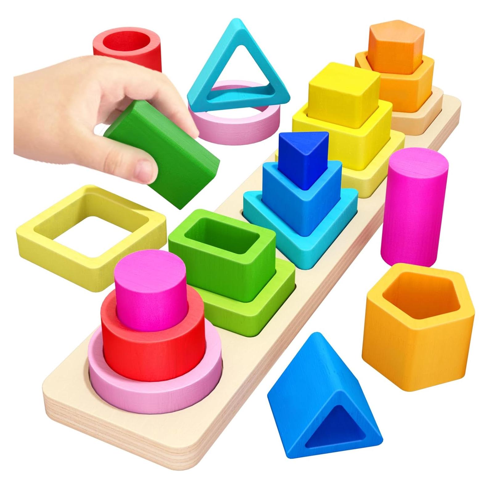 Juguetes Montessori PEBIRA de Apilamiento de Madera 1-4 Años