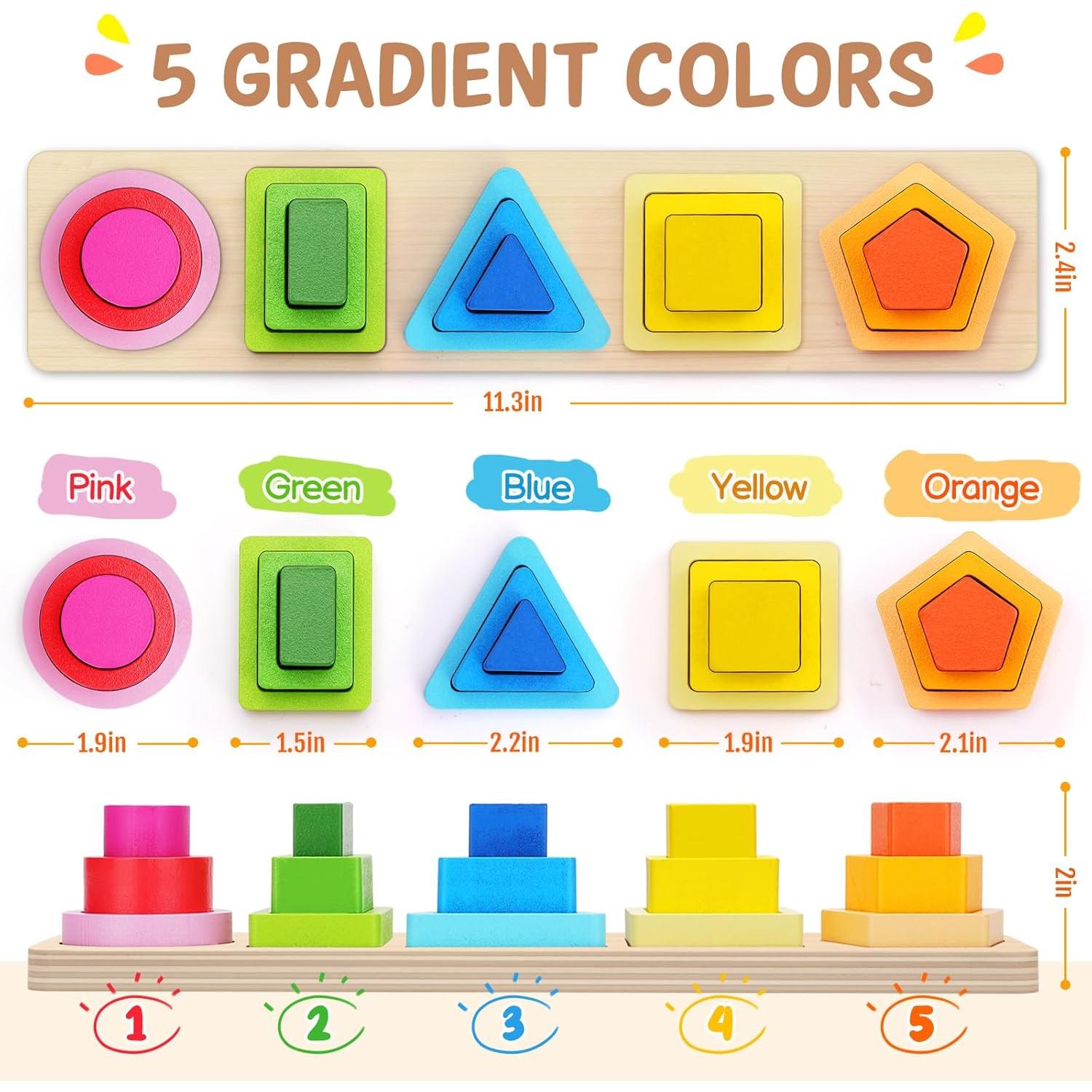 Juguetes Montessori PEBIRA de Apilamiento de Madera 1-4 Años