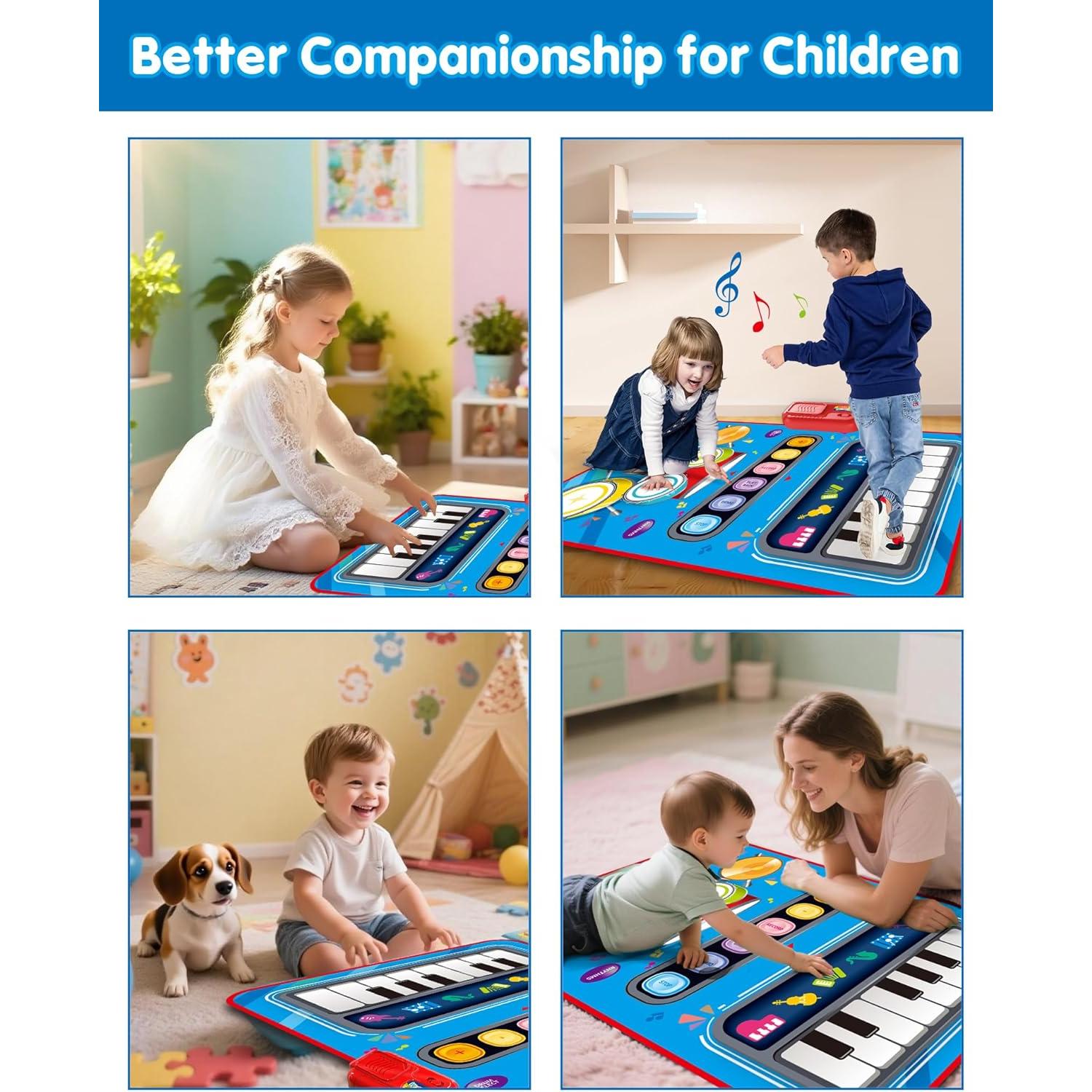Alfombra Musical para Bebés DQMOON con Piano y Batería Azul