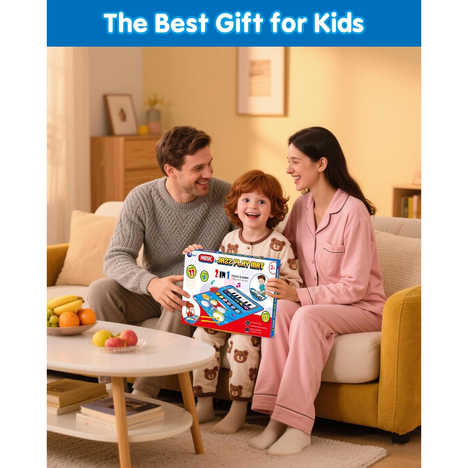 Alfombra Musical para Bebés DQMOON con Piano y Batería Azul