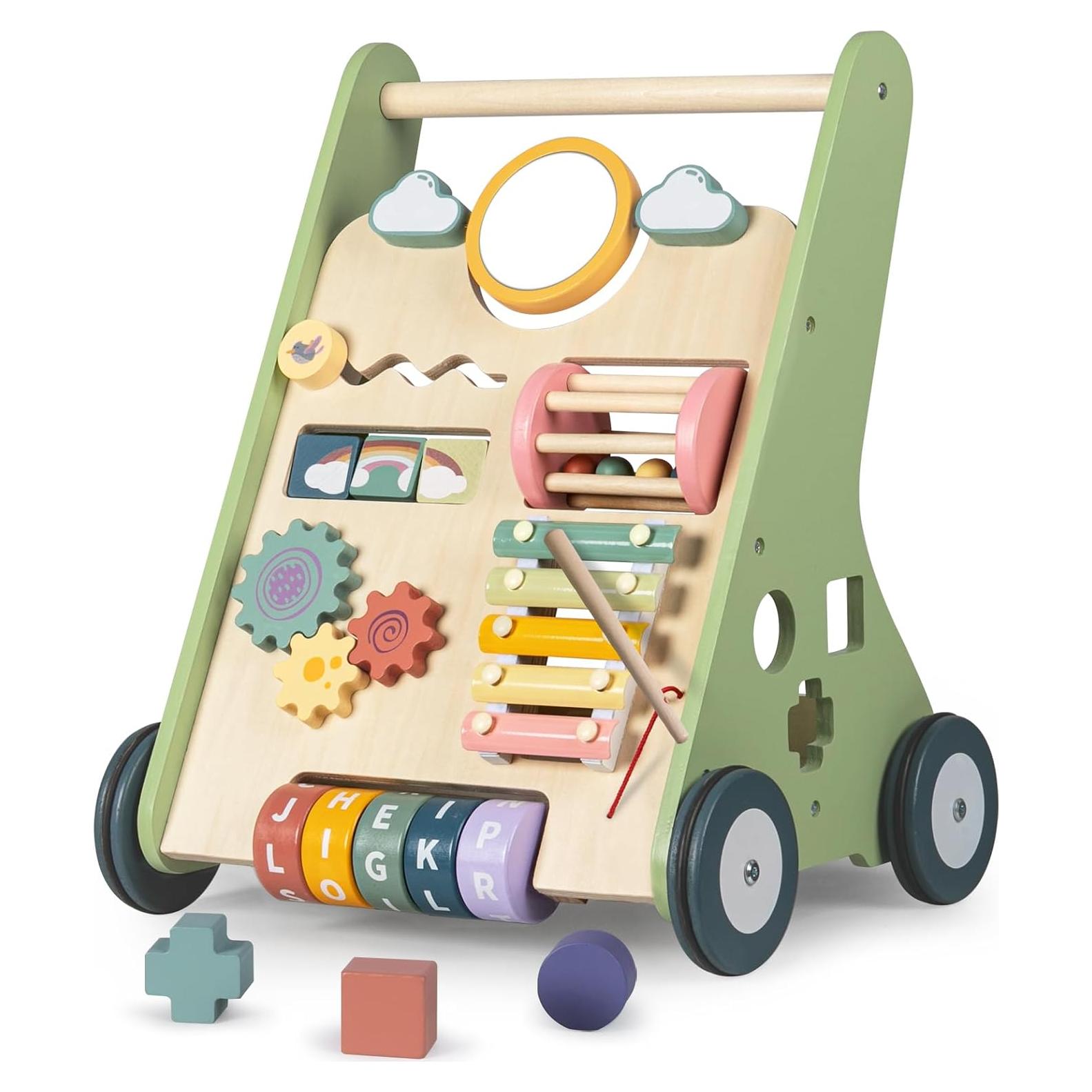 Andador de Madera Bautia Verde Montessori para Bebés 6-12 Meses