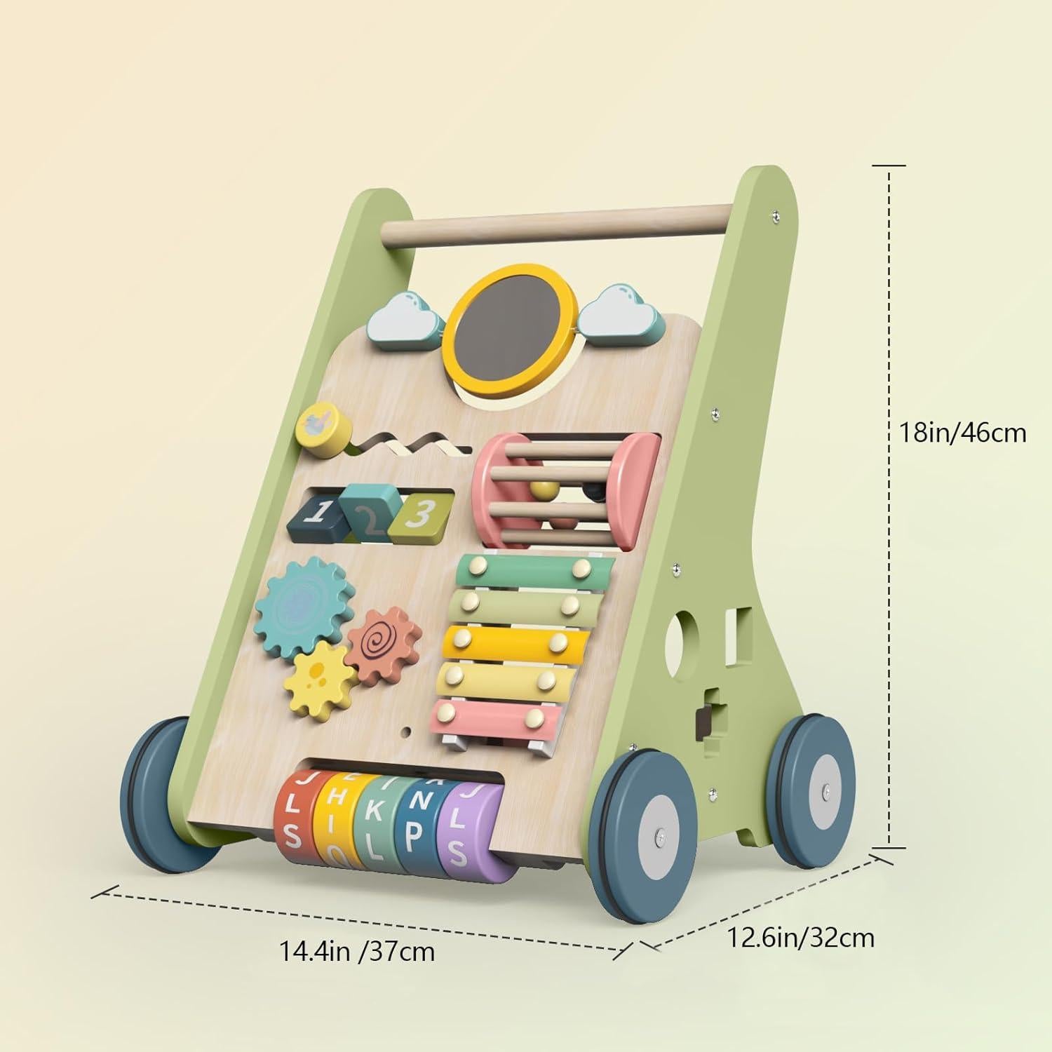 Andador de Madera Bautia Verde Montessori para Bebés 6-12 Meses