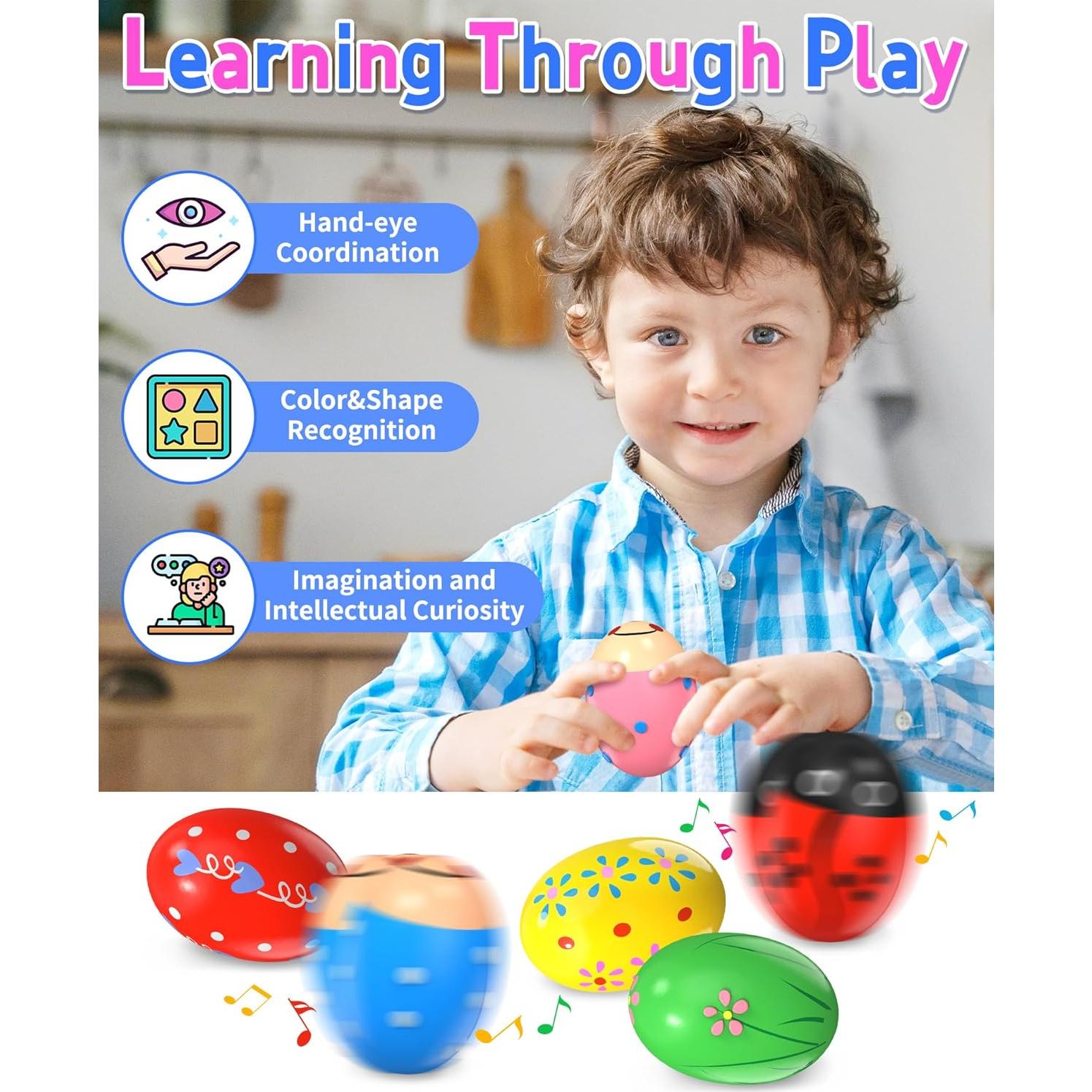 Paquete de 6 Shakers Musicales de Madera Yetonamr 7.62 cm