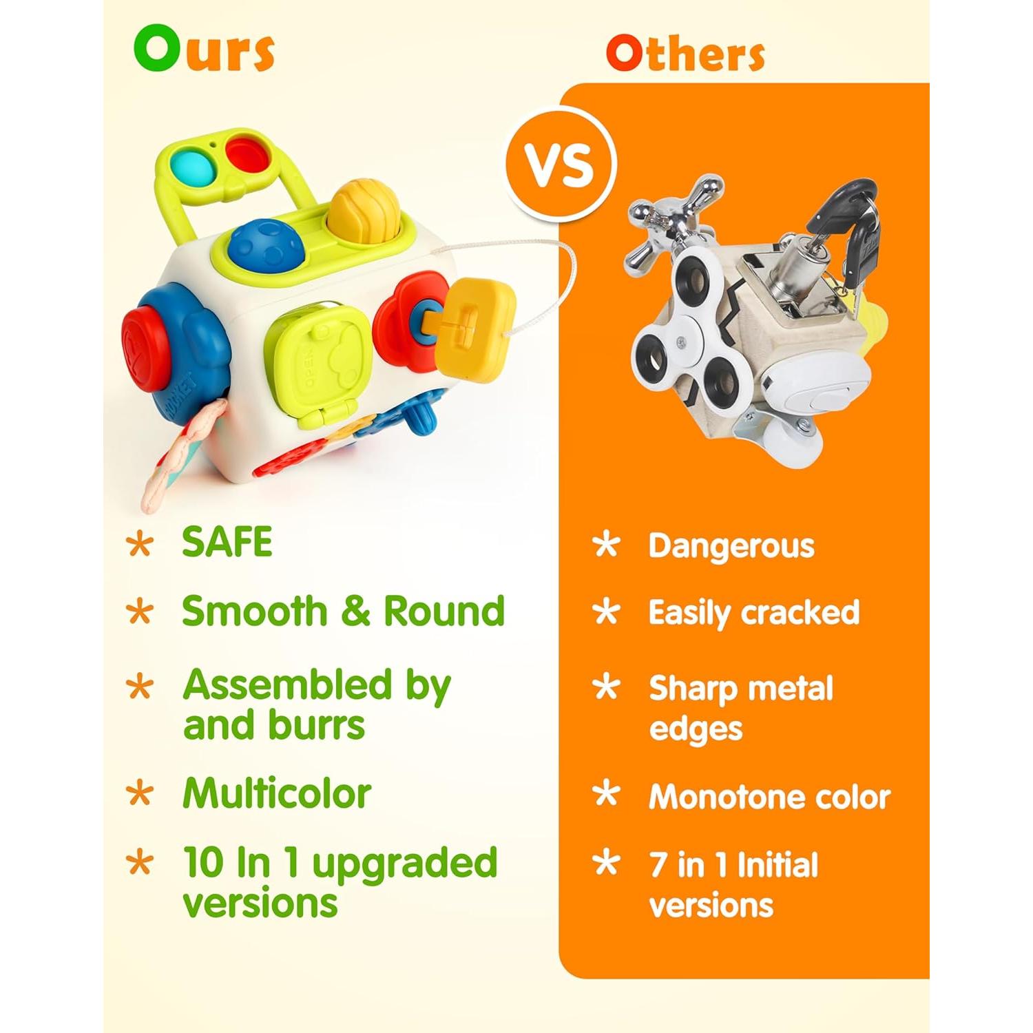 Cubo de Actividad Sensorial 10 en 1 Vanmor para Niños 18M+