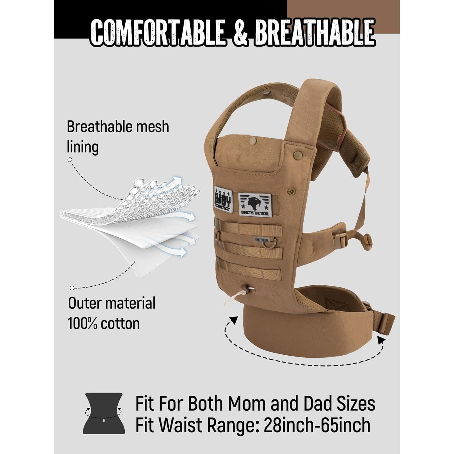 Portabebés Ergonomico Dinictis Militar Marrón Coyote 3.6-15 kg