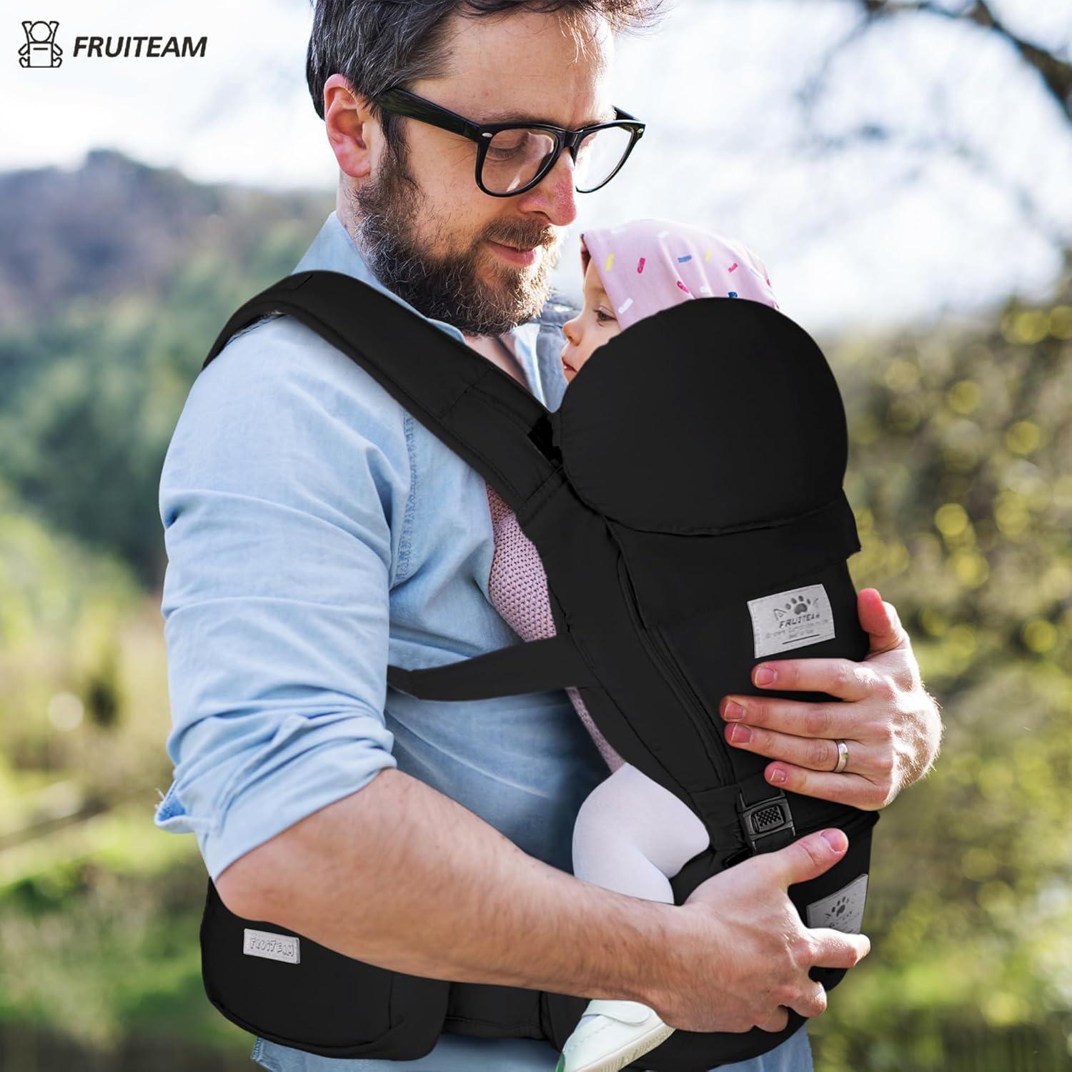 Portabebés ergonómico FRUITEAM 6 en 1 negro para 0-48 meses