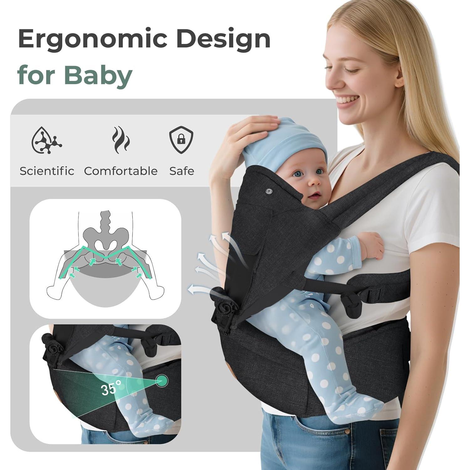 Portabebés FRUITEAM 6-en-1 Ajustable con Asiento de Cadera