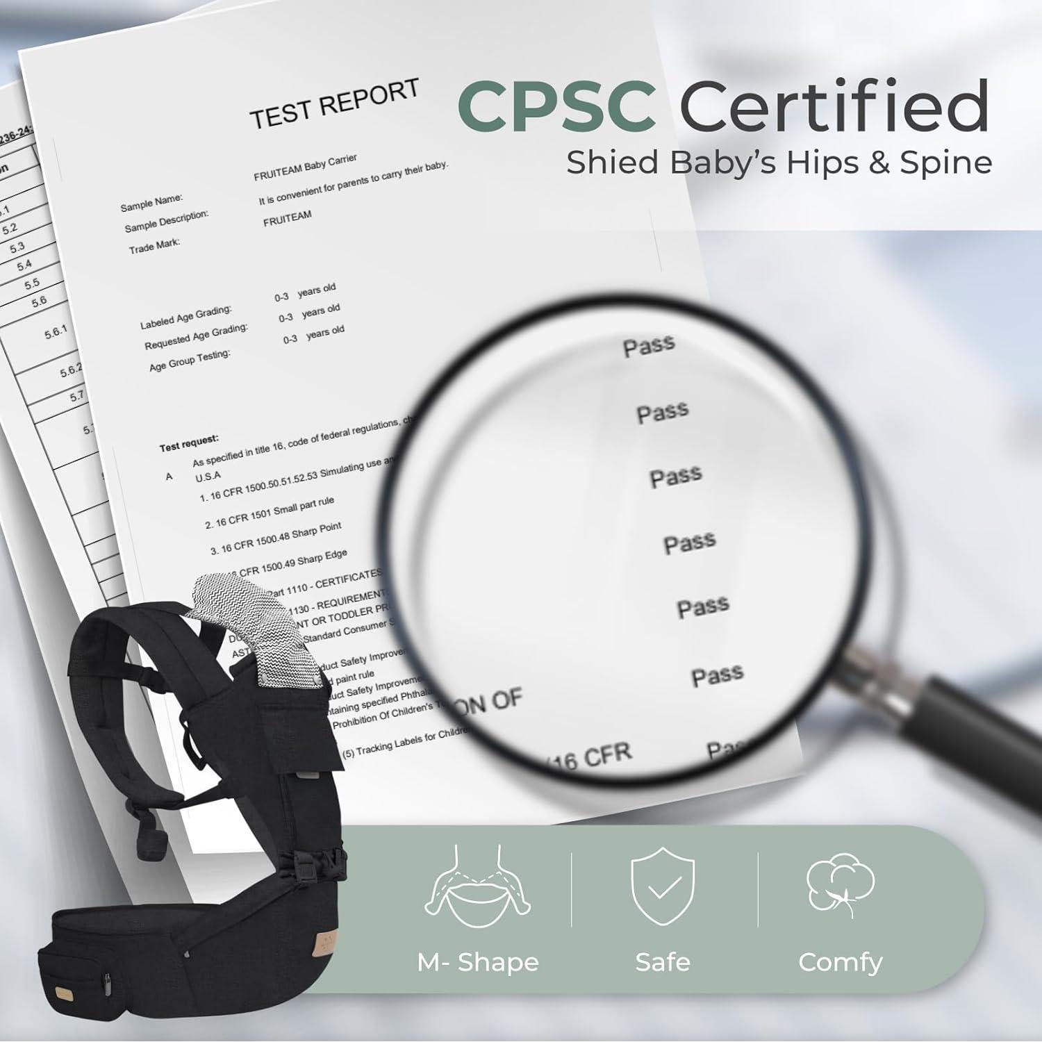 Portabebés FRUITEAM 6-en-1 Ajustable con Asiento de Cadera