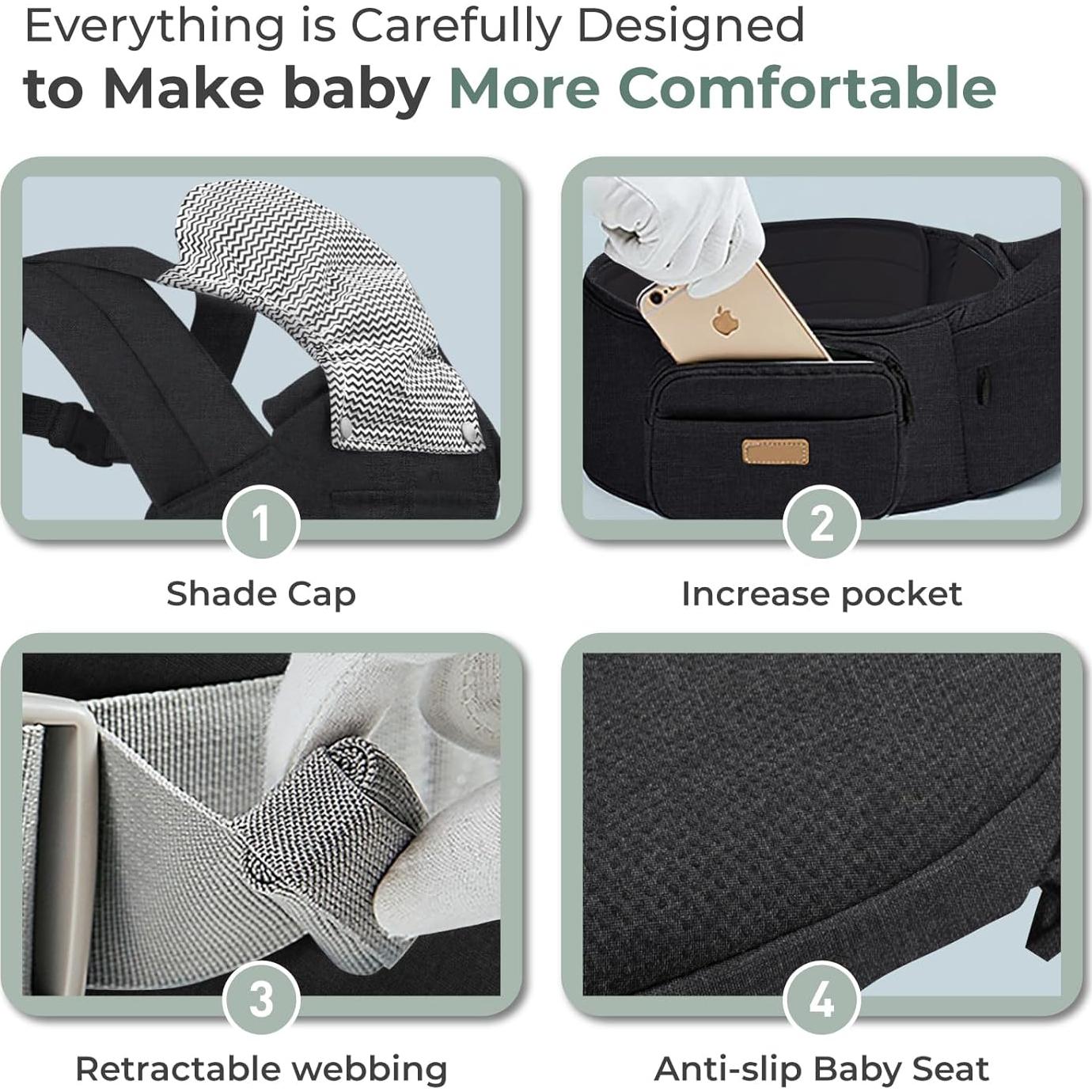 Portabebés FRUITEAM 6-en-1 Ajustable con Asiento de Cadera