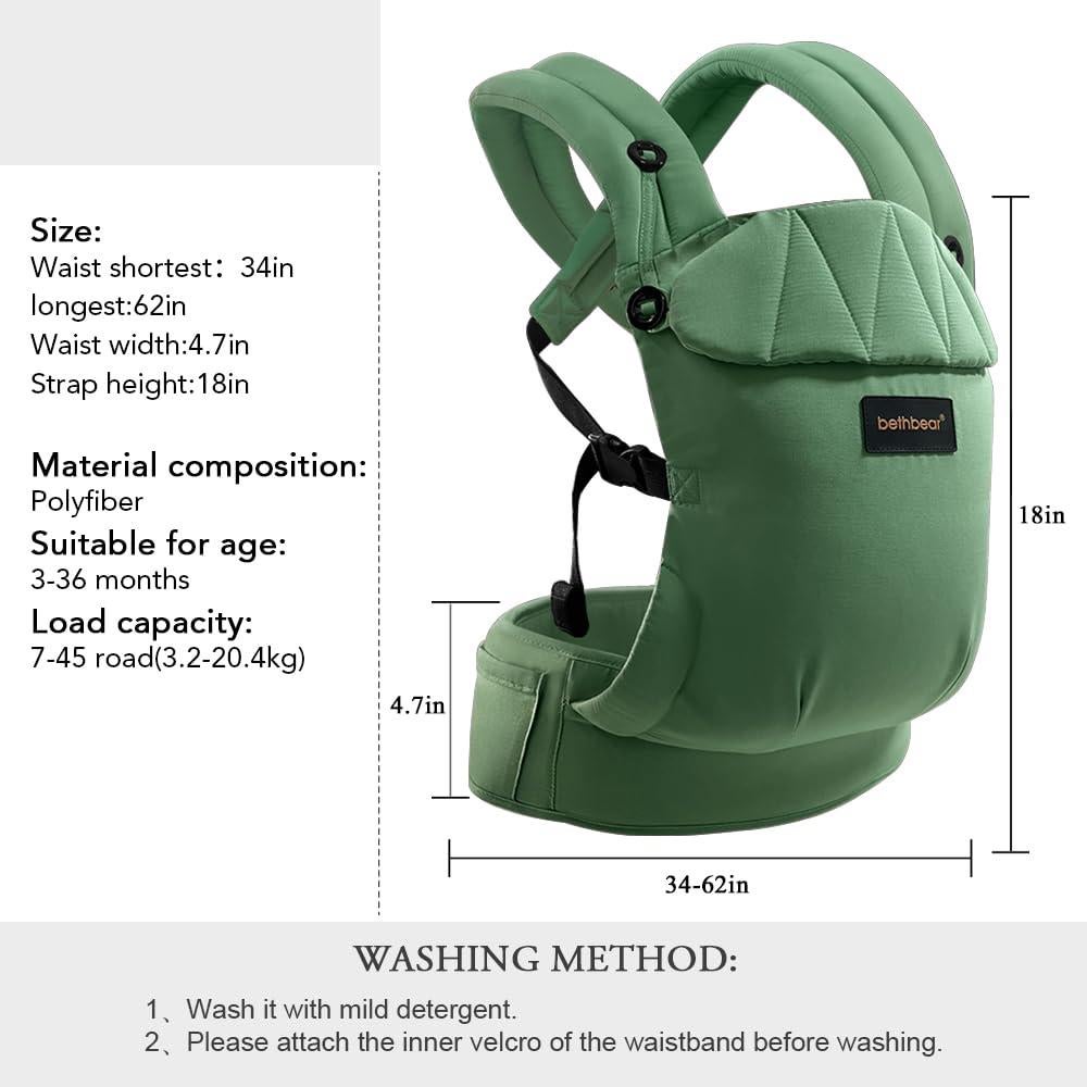 Portabebés Ergonómico BethBear Verde 3-20 kg Ajustable