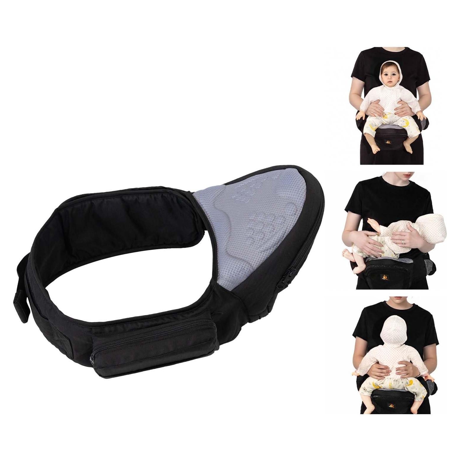 Portabebés ergonómico ajustable negro 3-18 kg para bebés