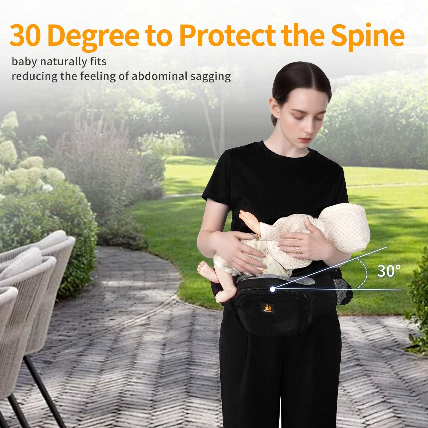 Portabebés ergonómico ajustable negro 3-18 kg para bebés