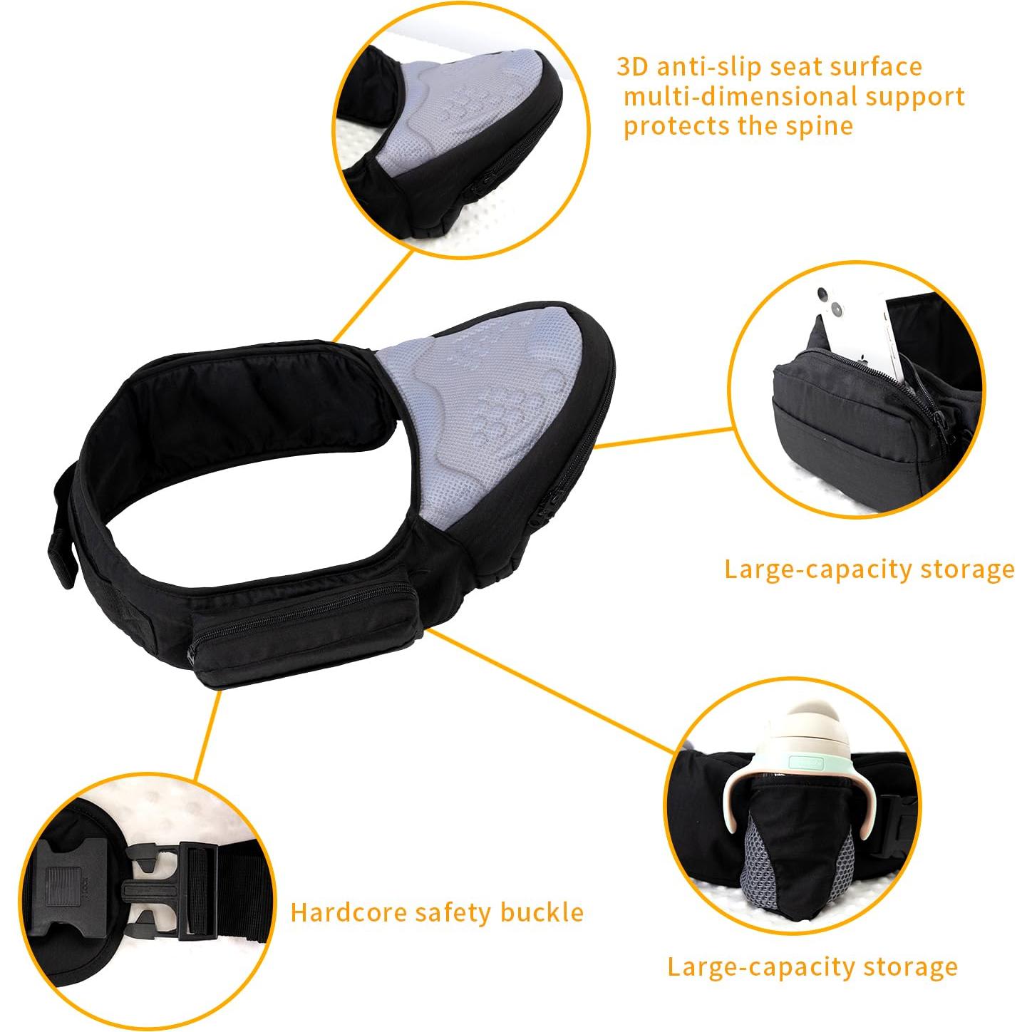 Portabebés ergonómico ajustable negro 3-18 kg para bebés