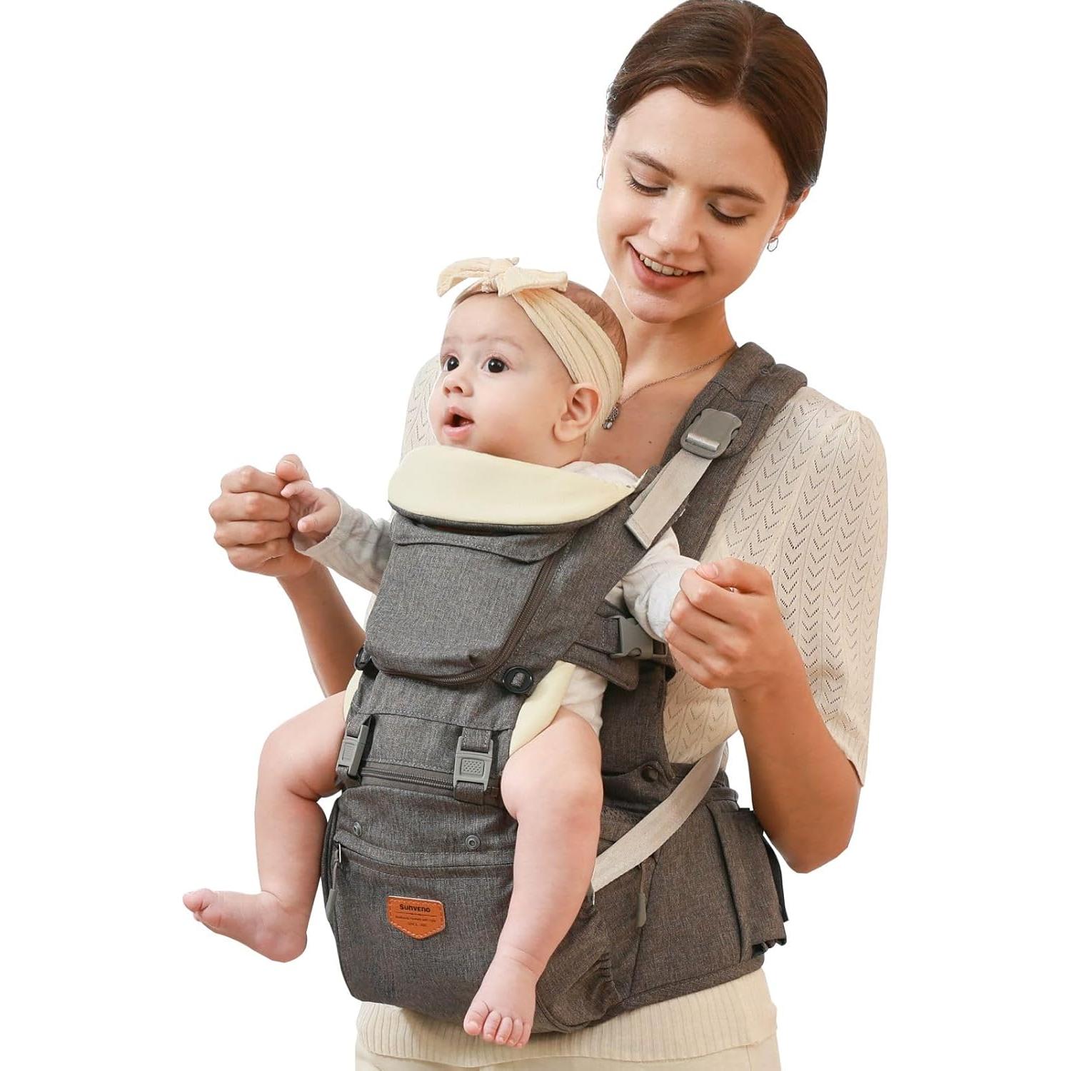 Portabebés Ergonómico SUNVENO 3 en 1 Gris, Soporta 20 kg