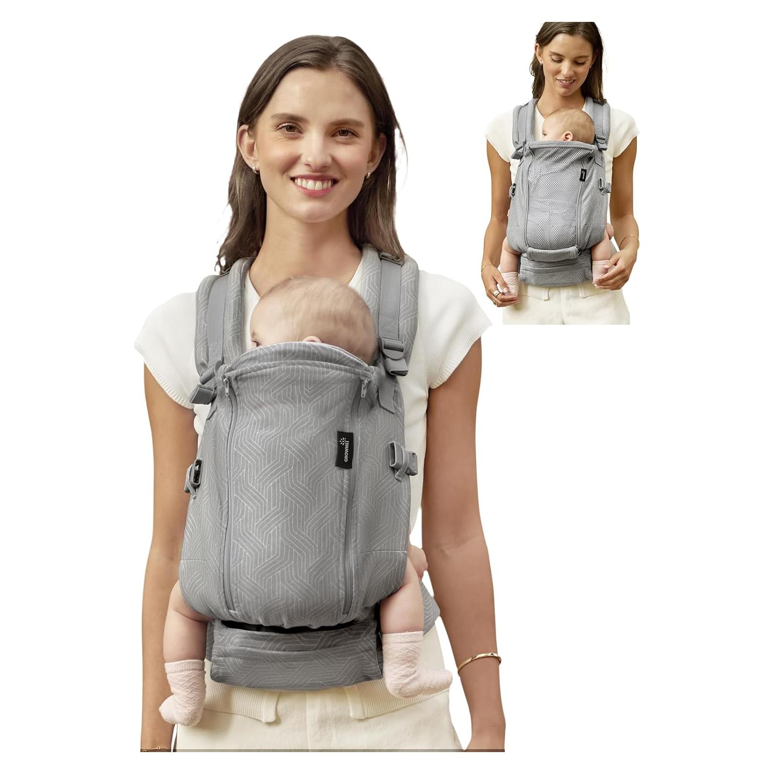 Portabebés Ergonómico GROWNSY Gris Ajustable 3.2-19.9 kg