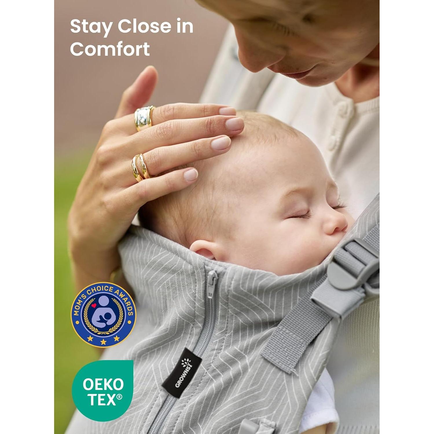 Portabebés Ergonómico GROWNSY Gris Ajustable 3.2-19.9 kg