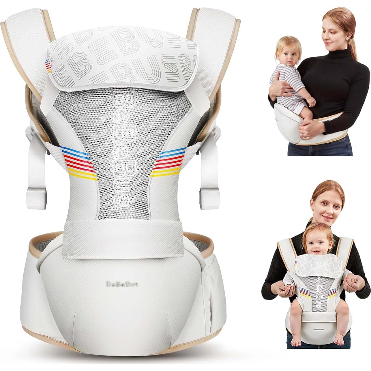Portabebés ergonómico BeBeBus 2-en-1 hasta 20 kg, cadera y espalda