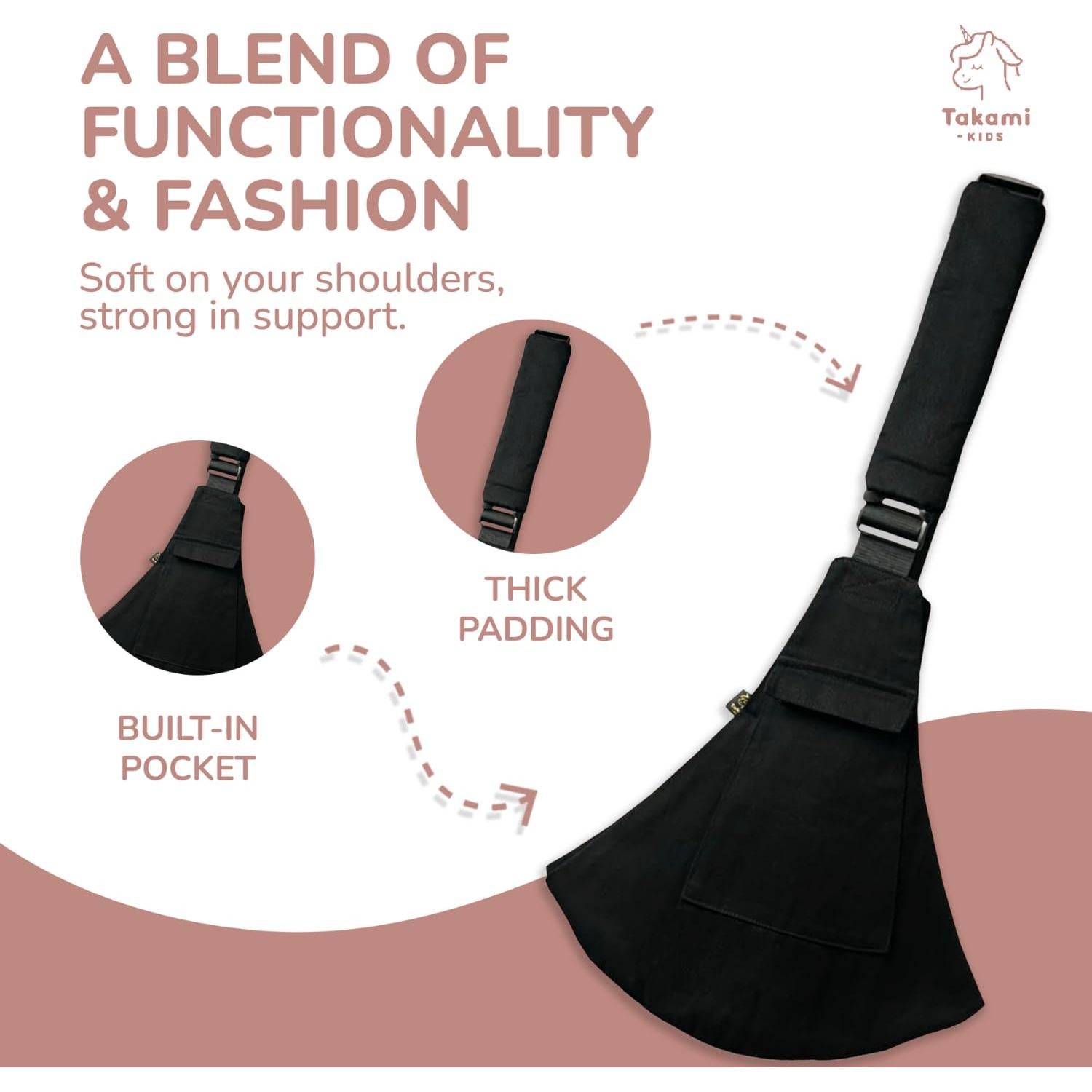 Portabebés Ergonómico Ajustable Takami Negro para Niños 0-3 Años